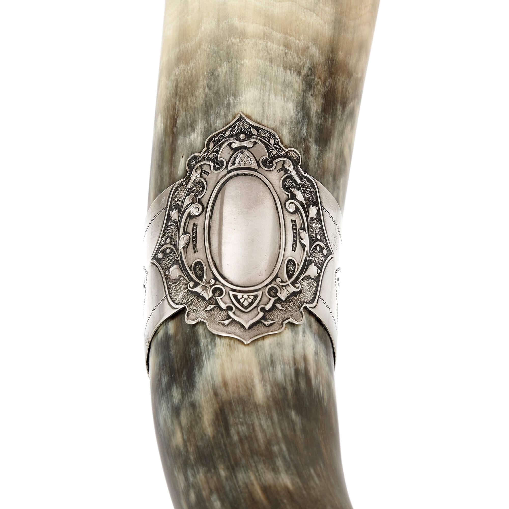 Silver Plate Silver plated horn cornucopia vase by WMF, German Early 20th Century