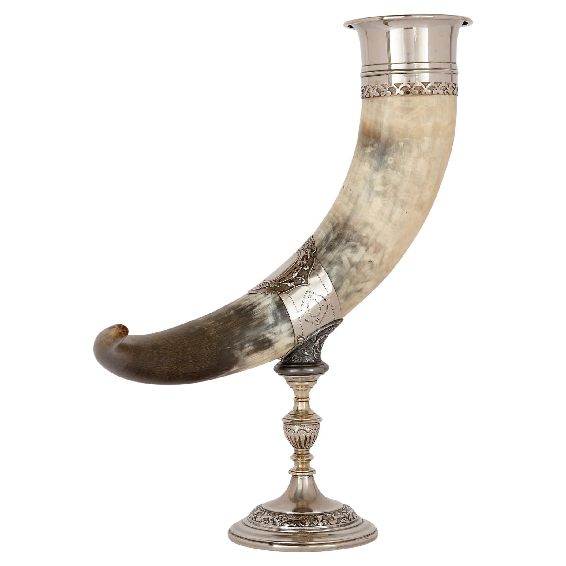 Silver plated horn cornucopia vase by WMF, German Early 20th Century