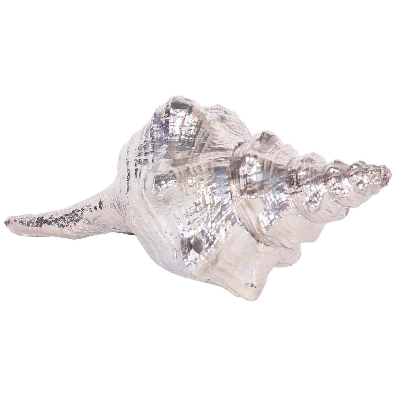 Silver Plated Horse Conch Shell at 1stDibs