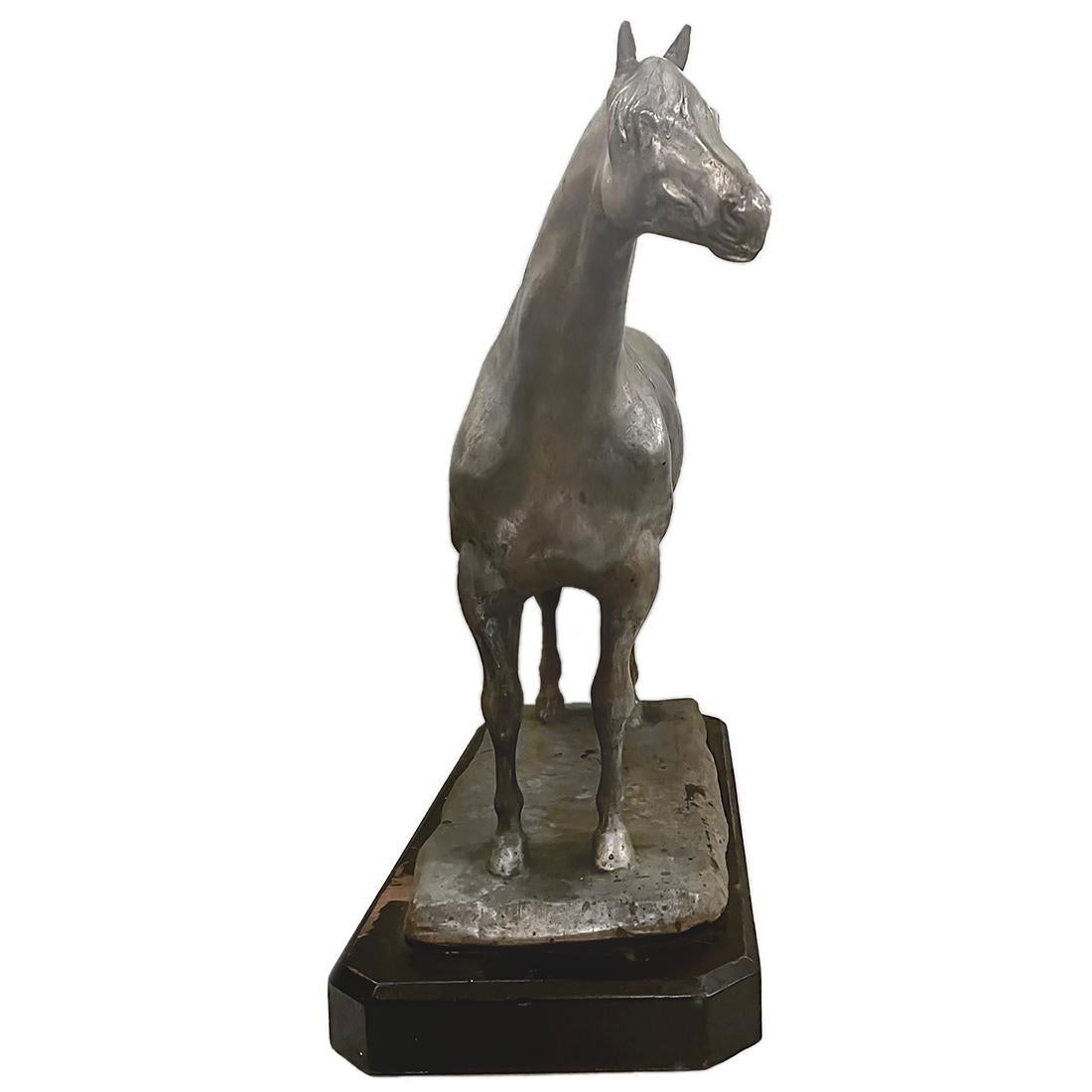 Silver Plated Horse Sculpture In Good Condition For Sale In New York, NY
