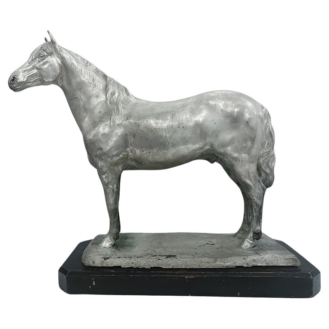 Sculpture de cheval plaqué argent