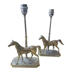 Vintage Silver Plated Horse Table Lamps, 1960-1970