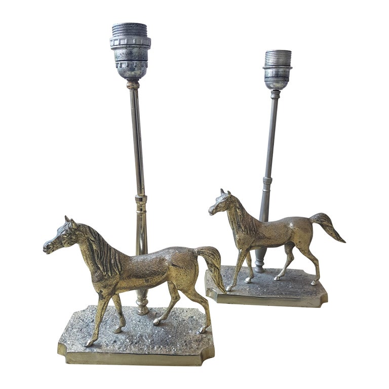 Vintage Silver Plated Horse Table Lamps, 19601970 For Sale at 1stDibs