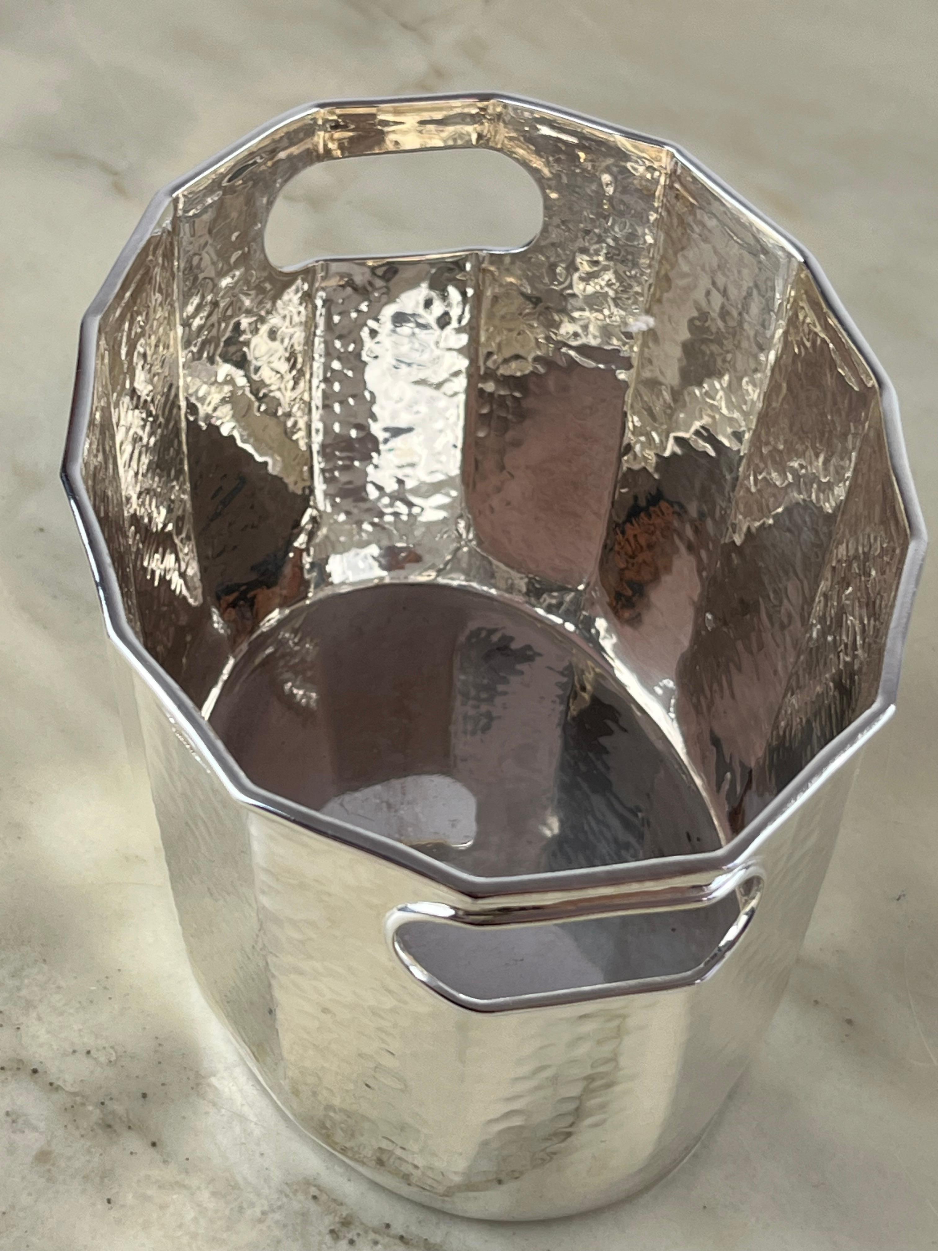 Autre Seau à glace en métal argenté Cassetti, fabriqué en Italie, années 1980 en vente