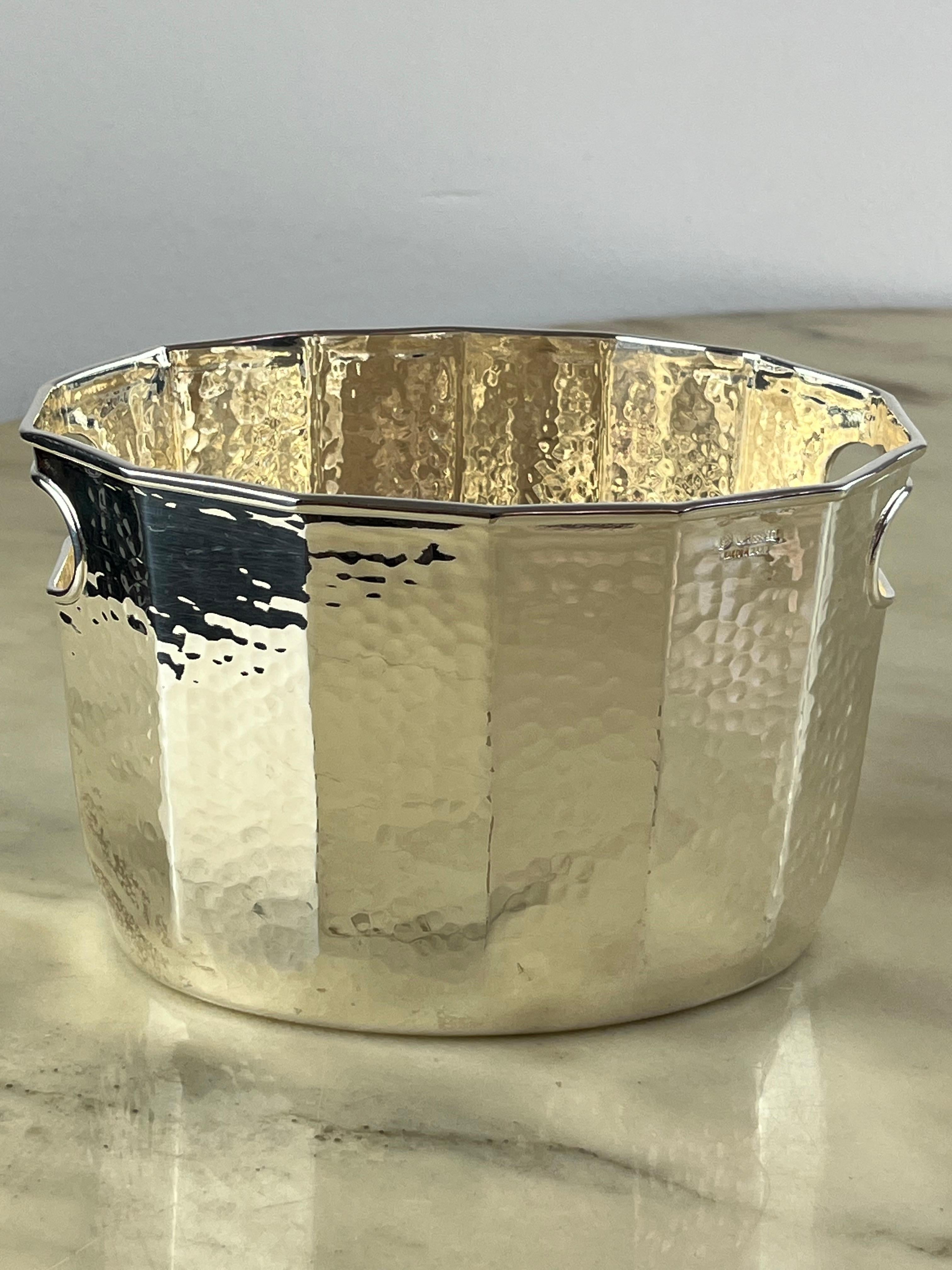 Silver Plated Ice Bucket by Cassetti, made in Italy, 1980s In Good Condition For Sale In Palermo, IT