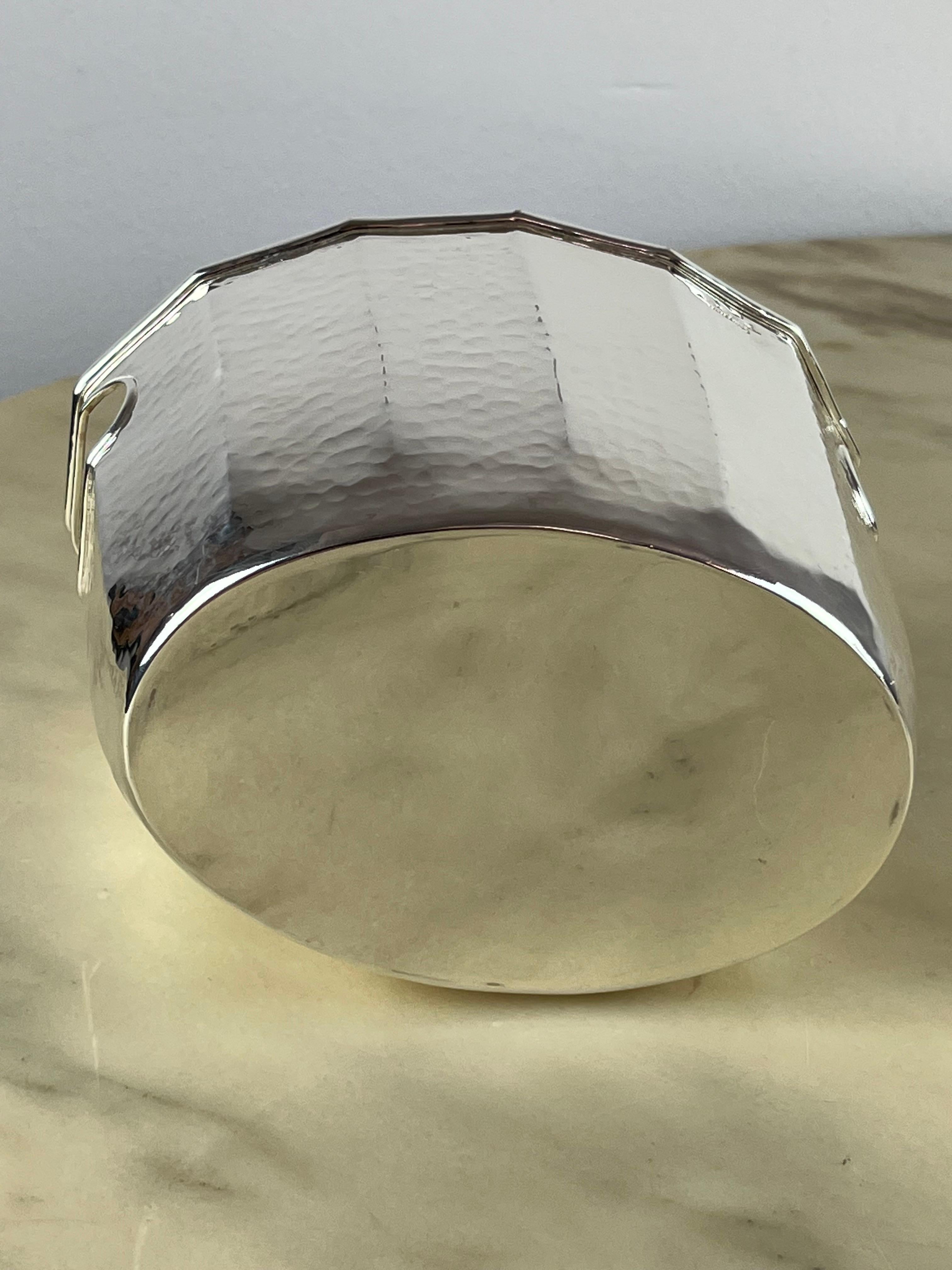 Fin du 20e siècle Seau à glace en métal argenté Cassetti, fabriqué en Italie, années 1980 en vente
