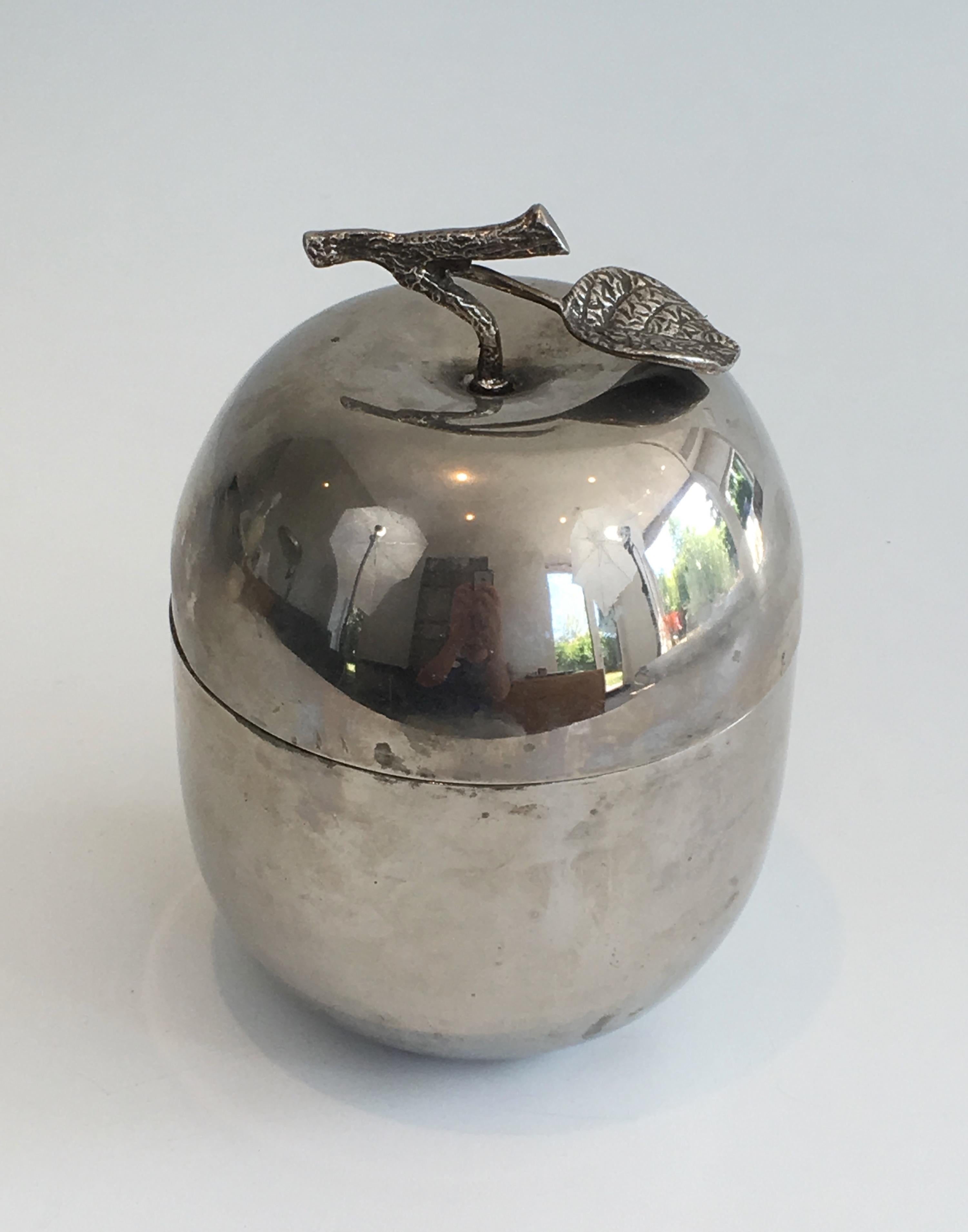 Silver Plated Ice Bucket Showing an Apple, French, circa 1970 5