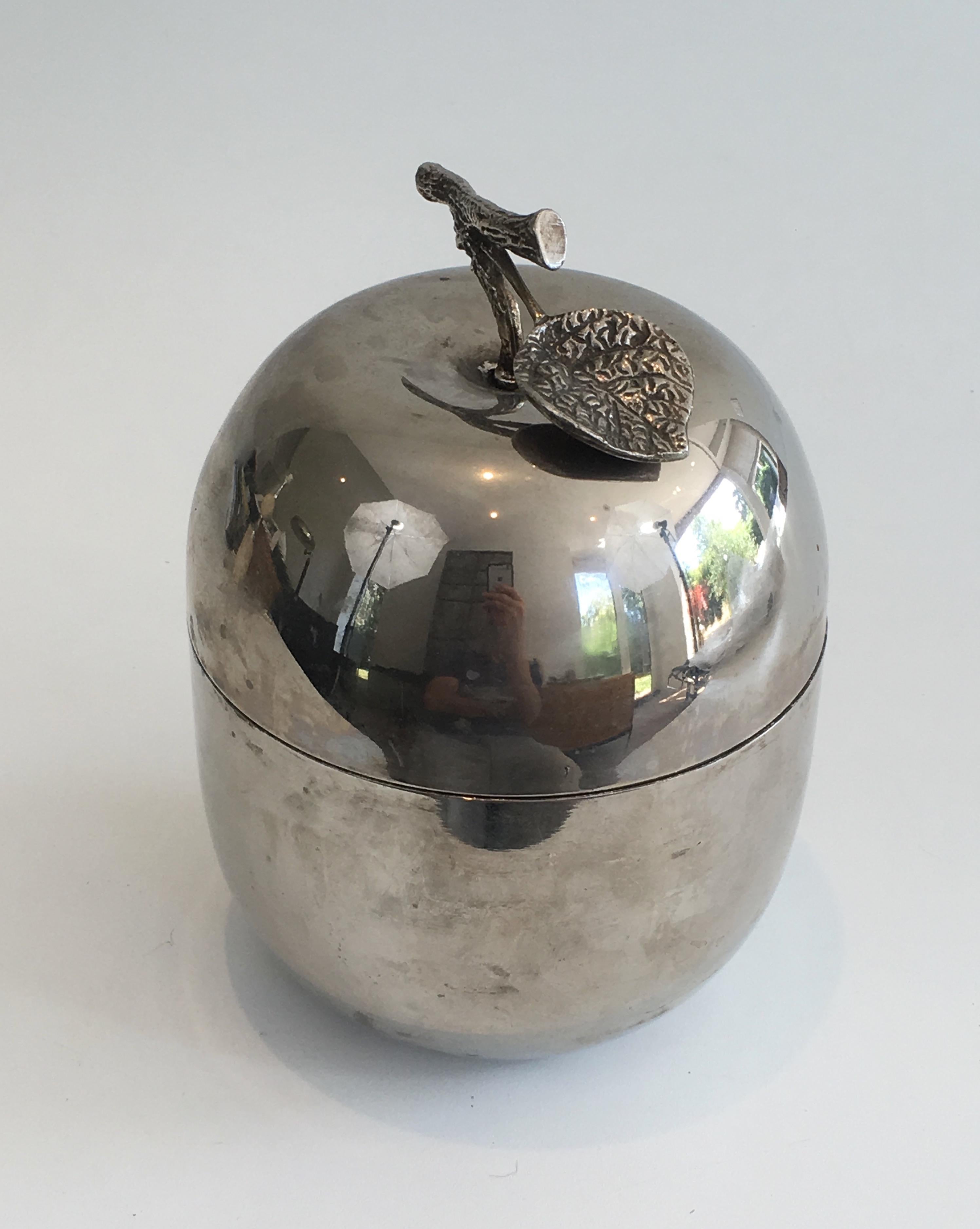 Silver Plated Ice Bucket Showing an Apple, French, circa 1970 1