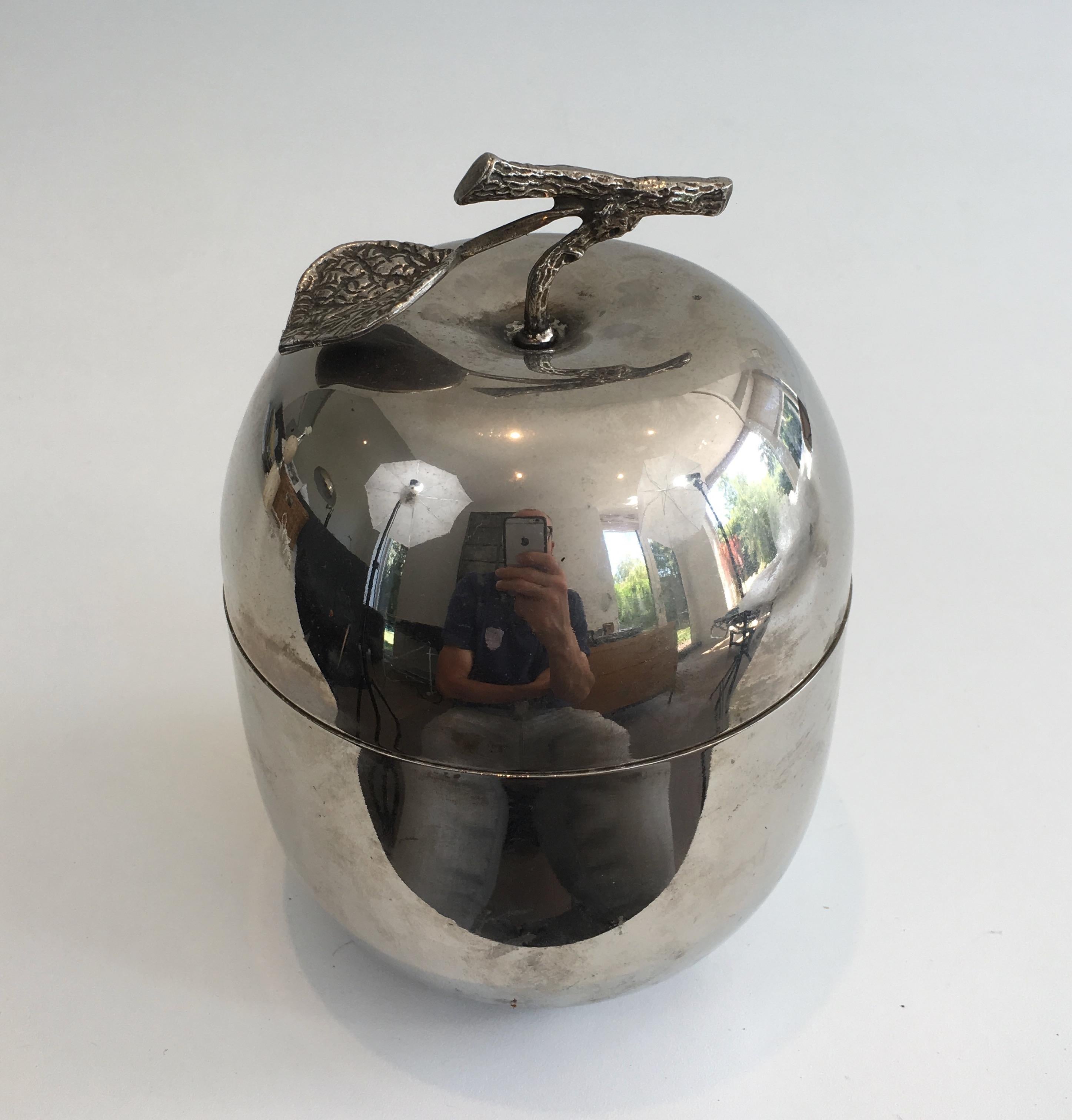 Silver Plated Ice Bucket Showing an Apple, French, circa 1970 2