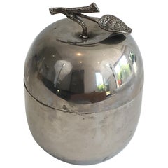 Vintage Silver Plated Ice Bucket Showing an Apple, French, circa 1970