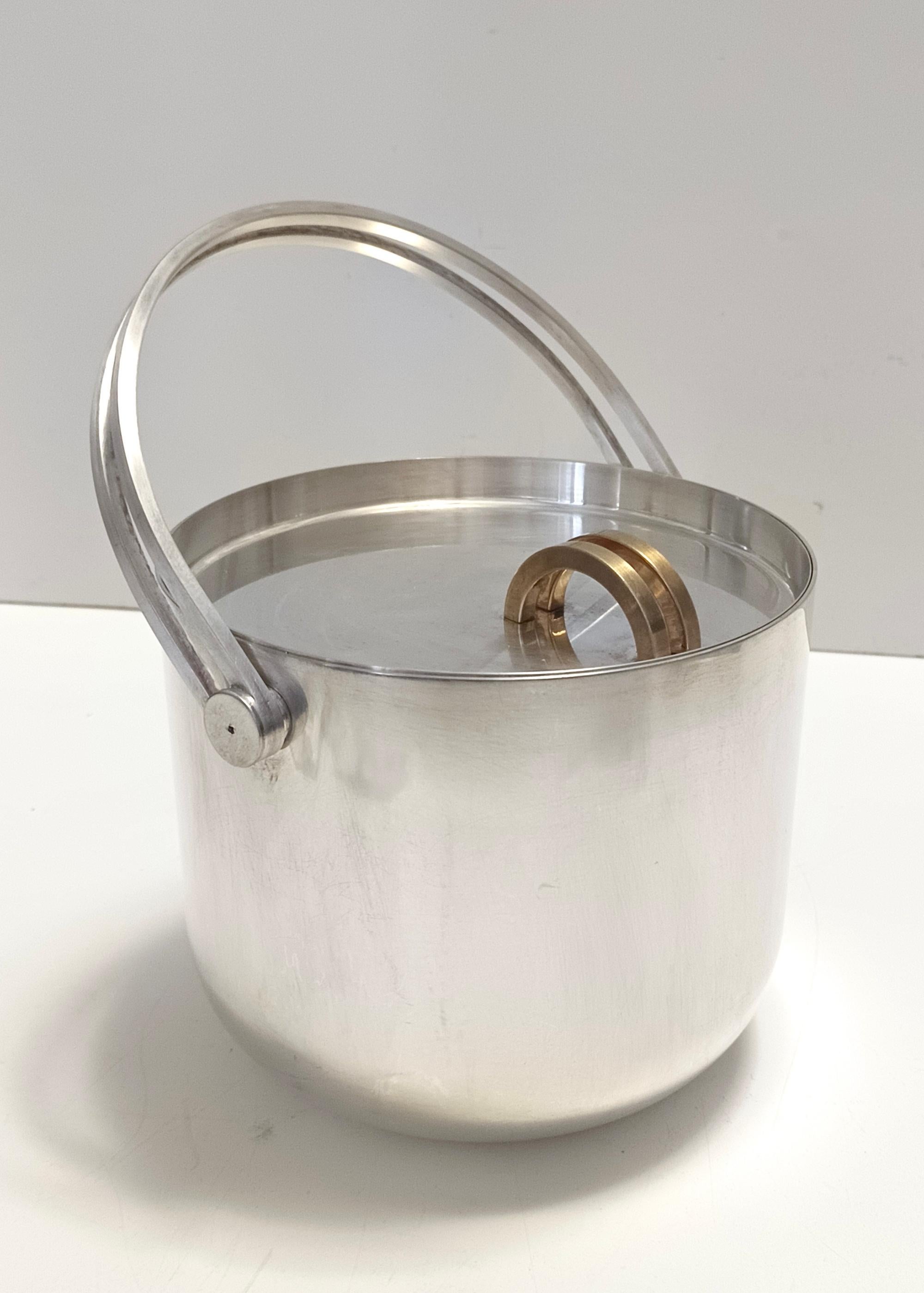 Silver Plated Ice Bucket / Wine Cooler by Ambrogio Pozzi for Padova Argenti In Excellent Condition For Sale In Bresso, Lombardy