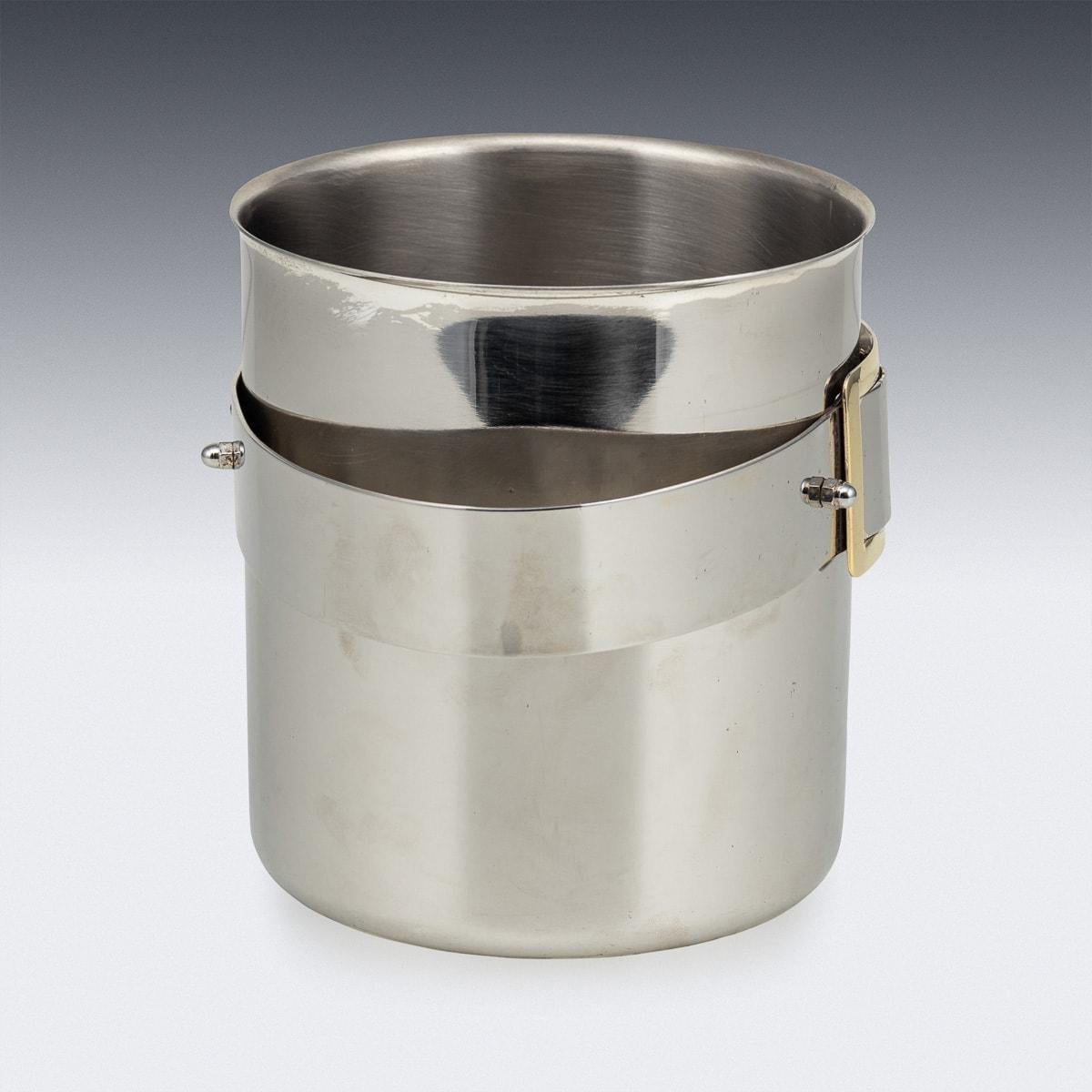 Silver Plated Ice Bucket With Brass Buckle Detail c.1960 In Good Condition For Sale In Royal Tunbridge Wells, Kent