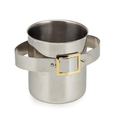 Vintage Silver Plated Ice Bucket With Brass Buckle Detail c.1960