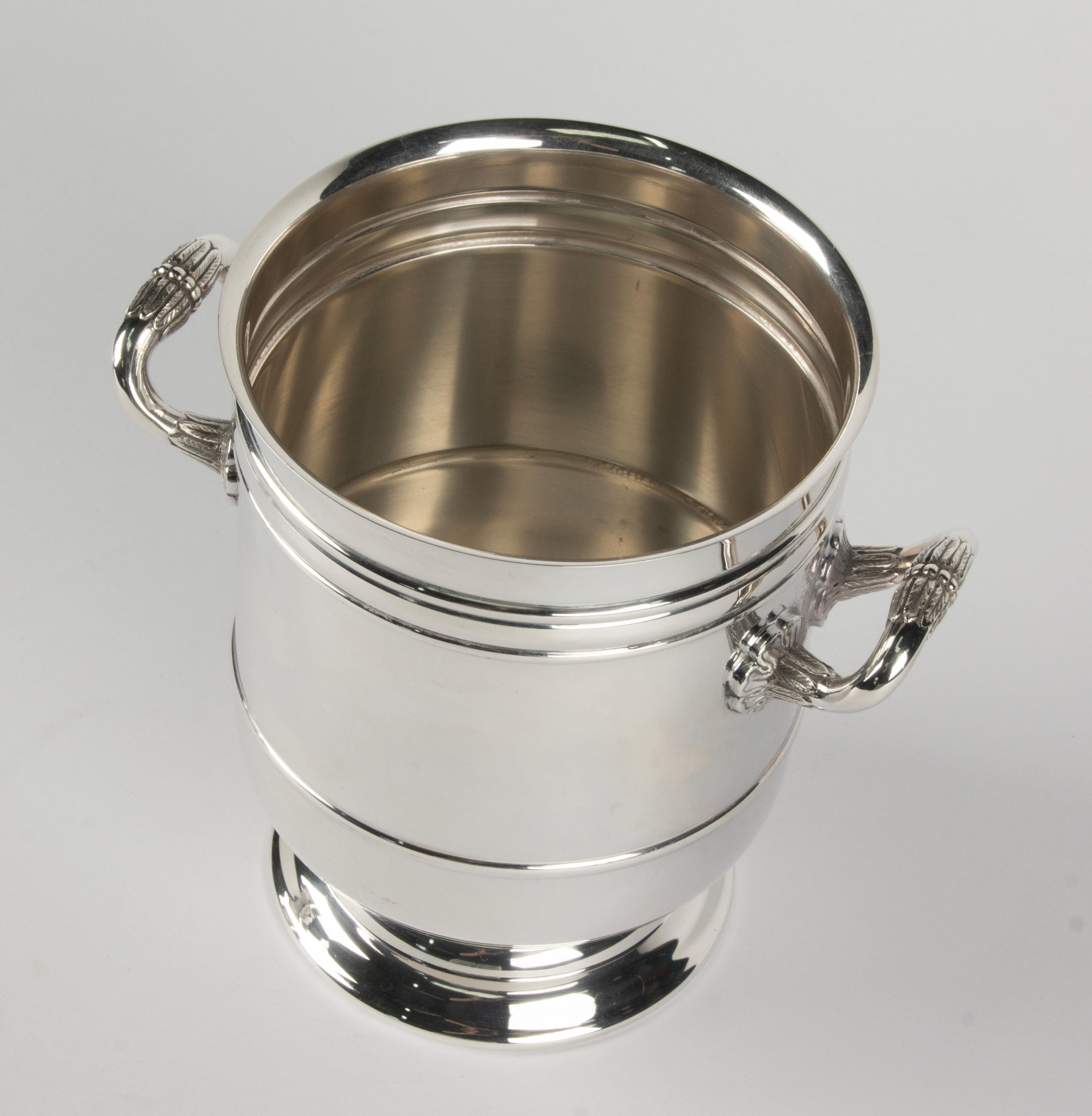 French Silver Plated Ice Cube Bucket - Christofle - Model Sully For Sale
