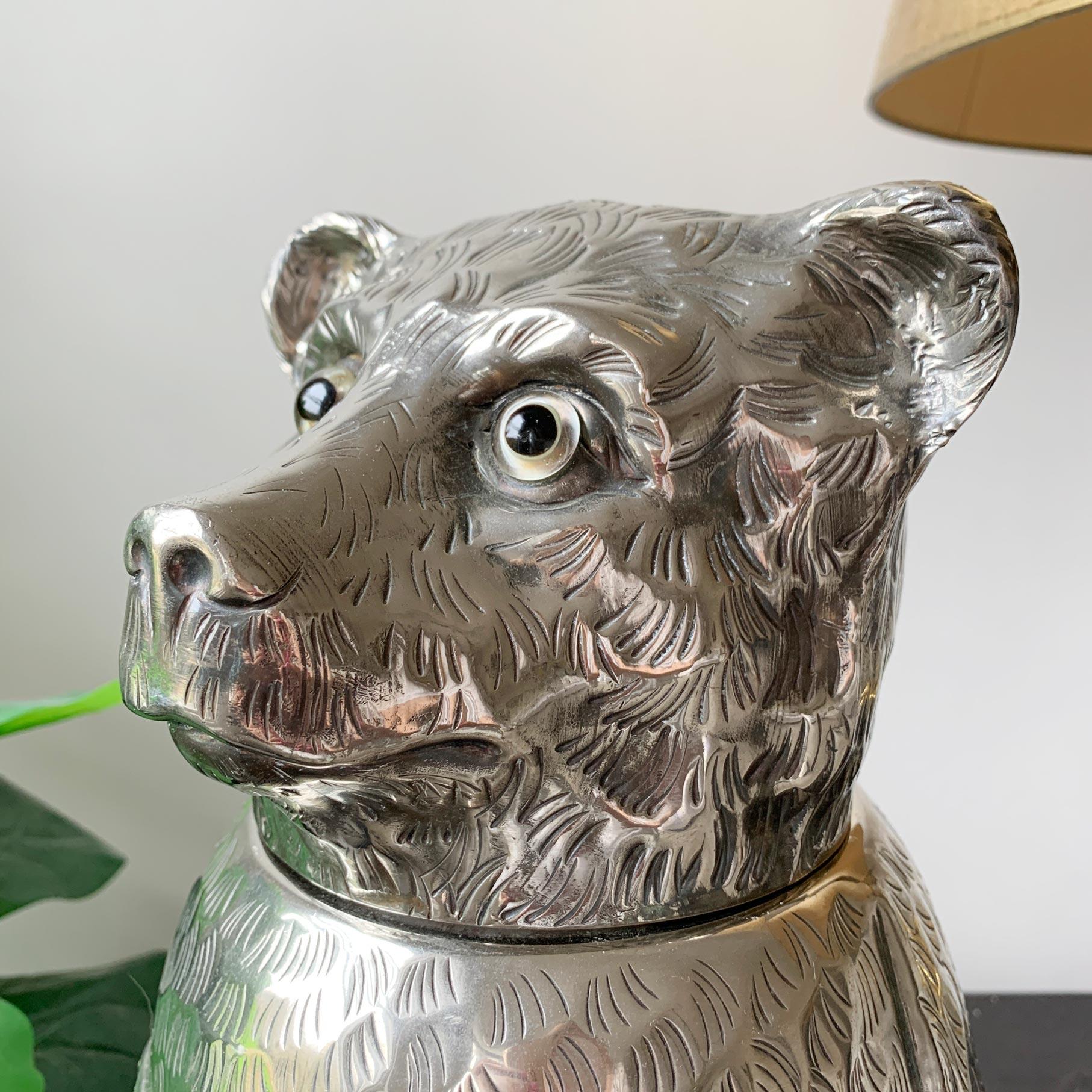 Portabotellas de Vino Oso Italiano Plateado Años 70 en venta 7