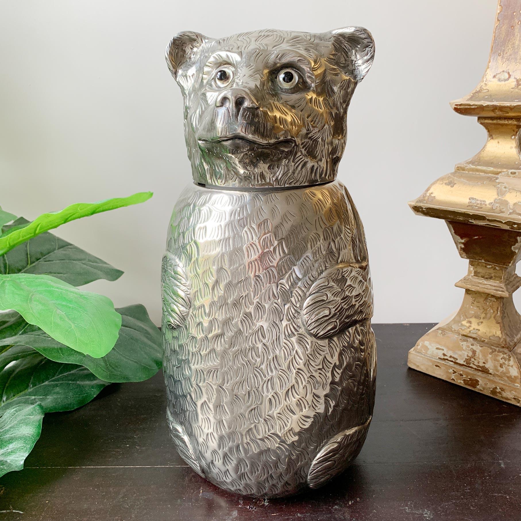 Portabotellas de Vino Oso Italiano Plateado Años 70 en venta 10