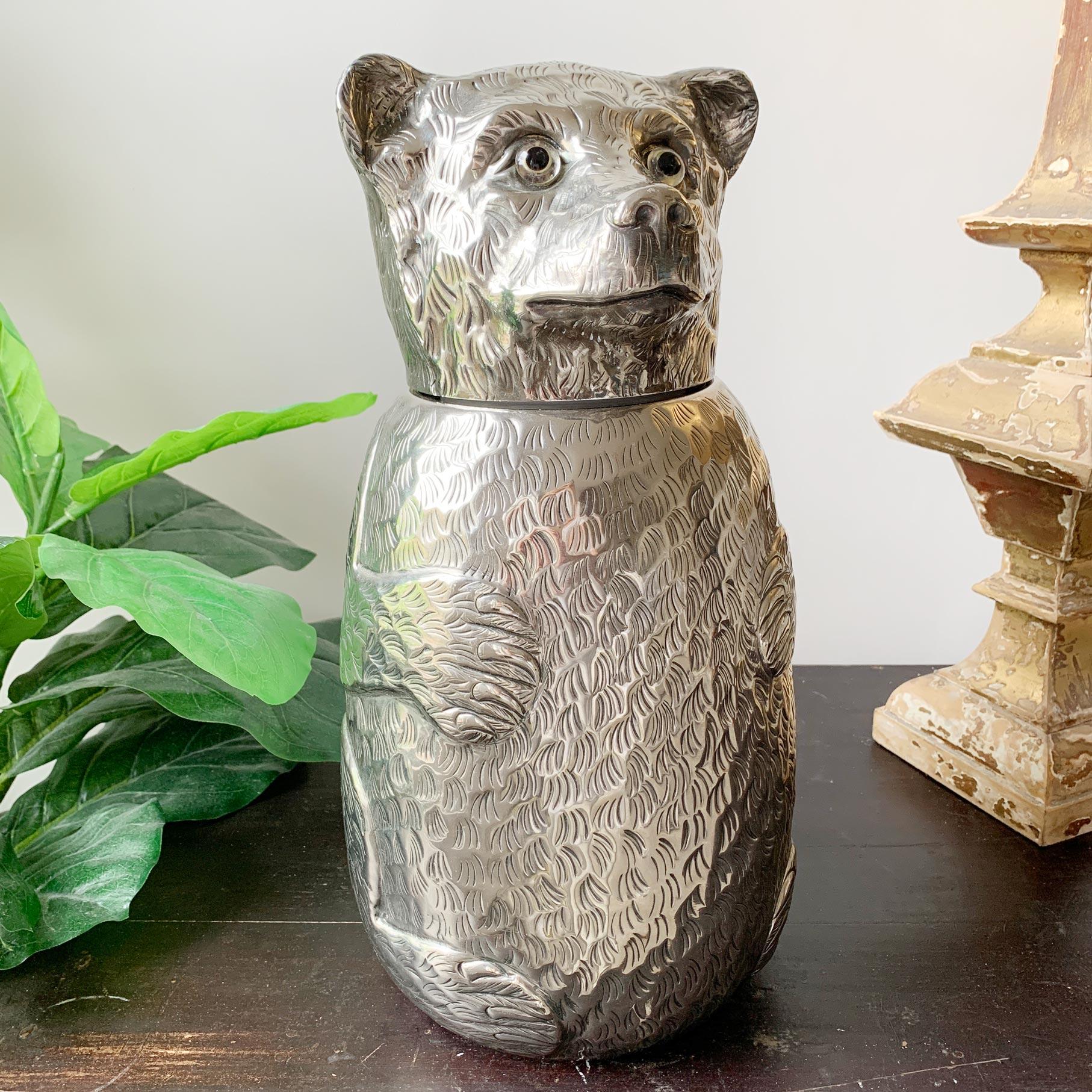 Portabotellas de Vino Oso Italiano Plateado Años 70 en venta 11