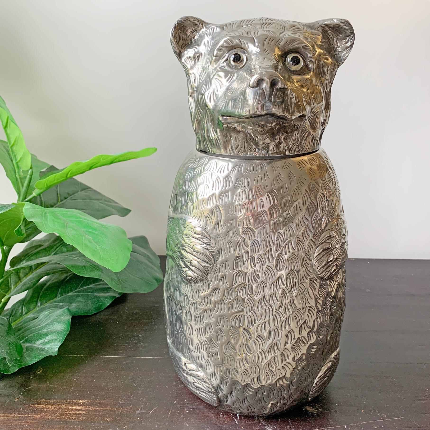 Portabotellas de Vino Oso Italiano Plateado Años 70 en venta 12