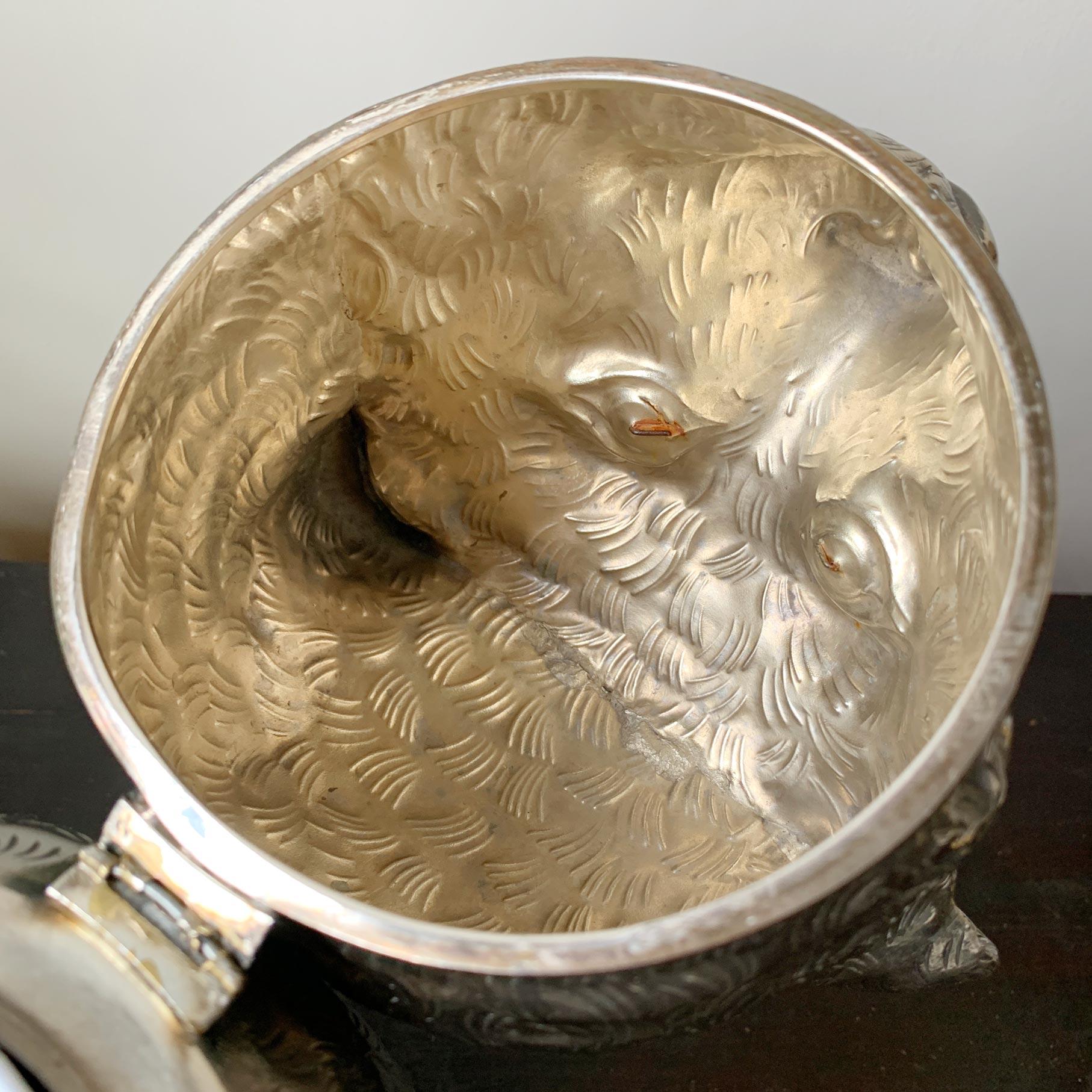 Portabotellas de Vino Oso Italiano Plateado Años 70 en venta 2