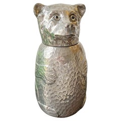 Portabottiglie da vino con orso italiano placcato in argento, anni '70
