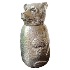 Silver Plated Italian Bear Wine Bottle Holder 1970
s