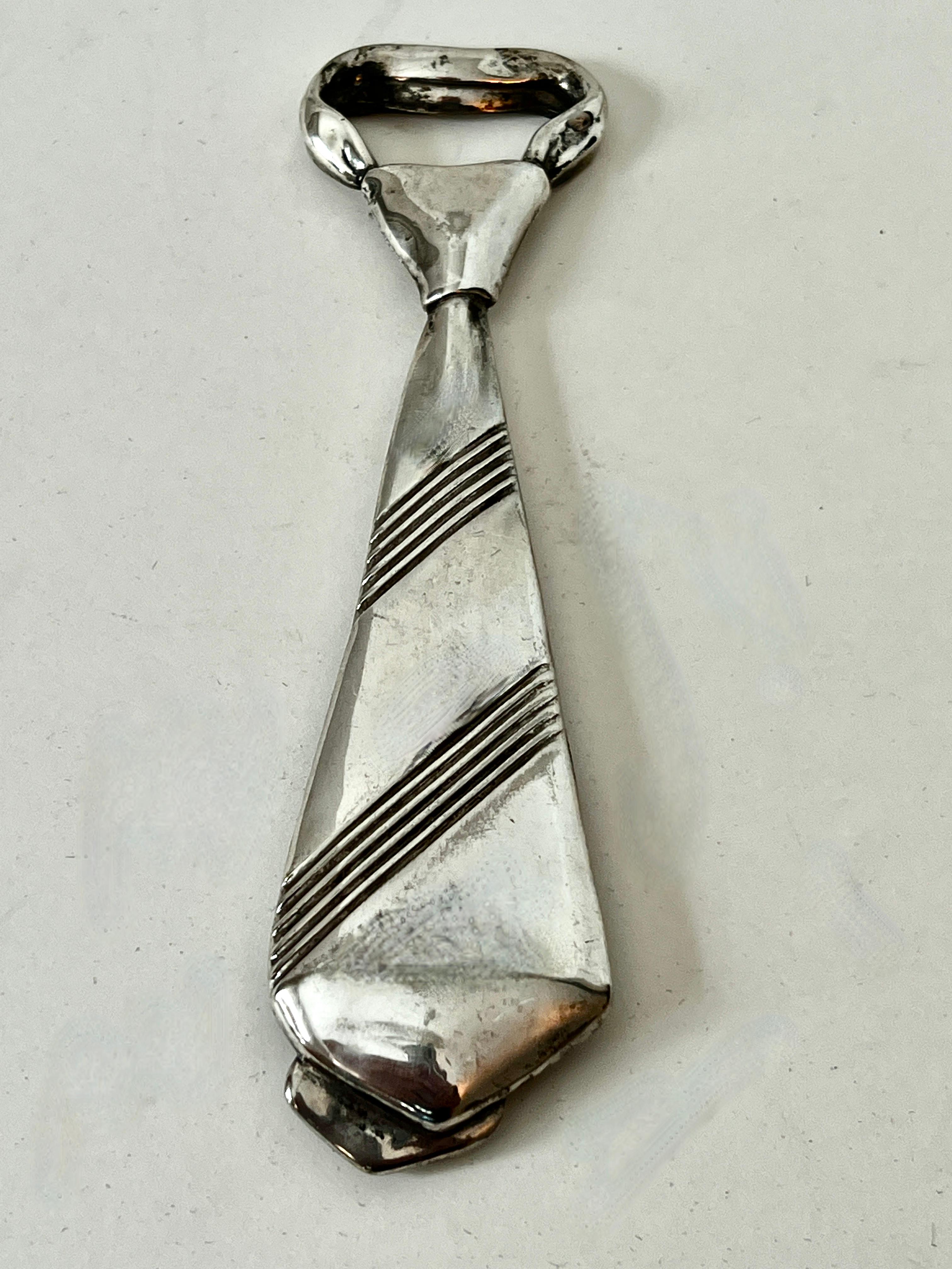 European Silver Plated  Italian Design Neck Tie Bottle Opener For Sale
