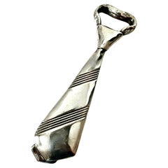 Retro Silver Plated  Italian Design Neck Tie Bottle Opener
