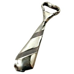 Silver Plated Italian Design Neck Tie Bottle Opener