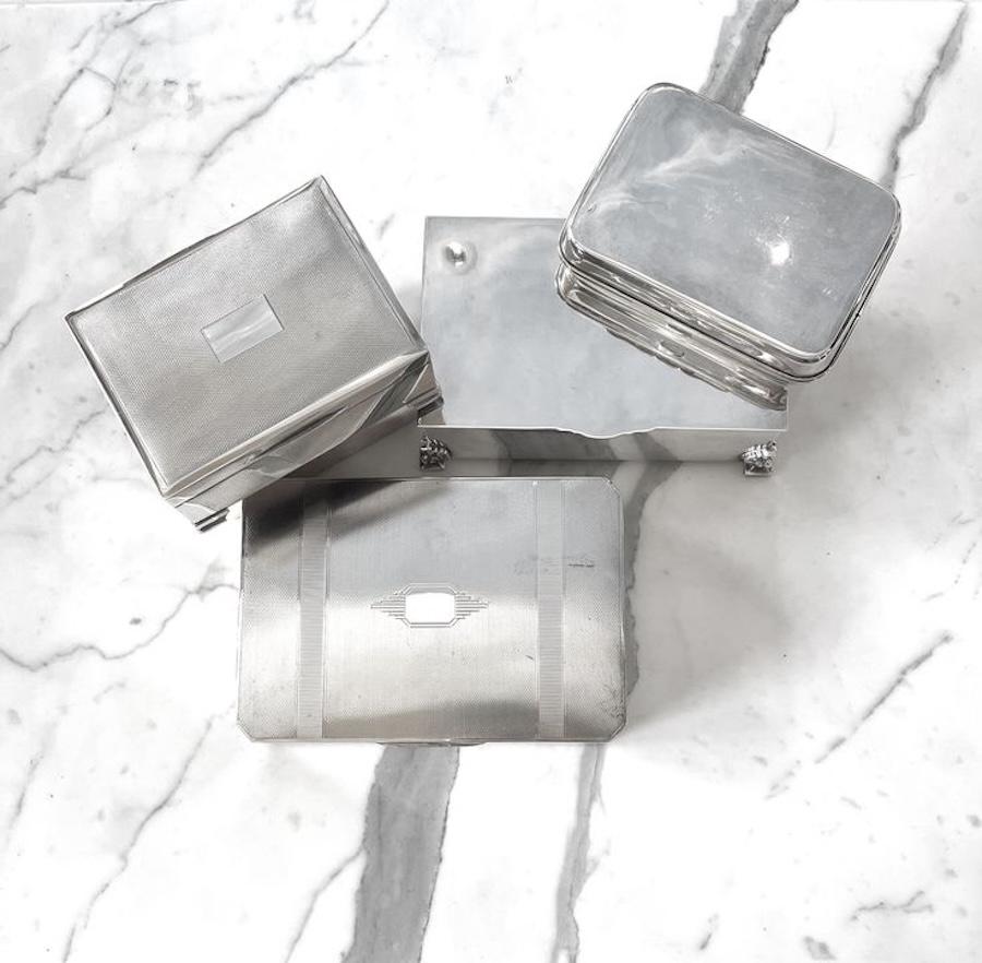 Argent Boîte Keepsake en métal argenté, début du 20ème siècle en vente