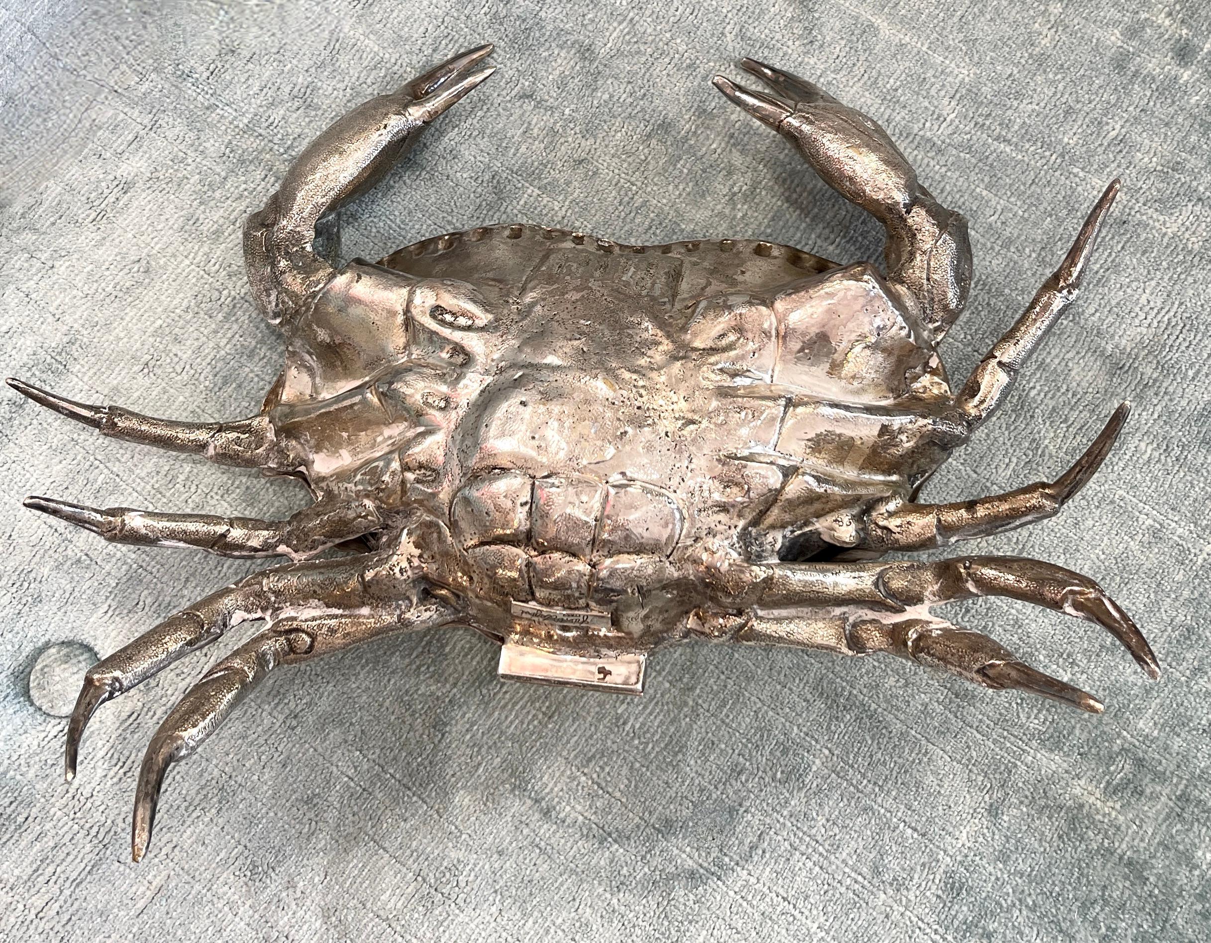 Silver Plated King Crab Caviar Bowl, by Franco Lapini  Italy, C.1970 7