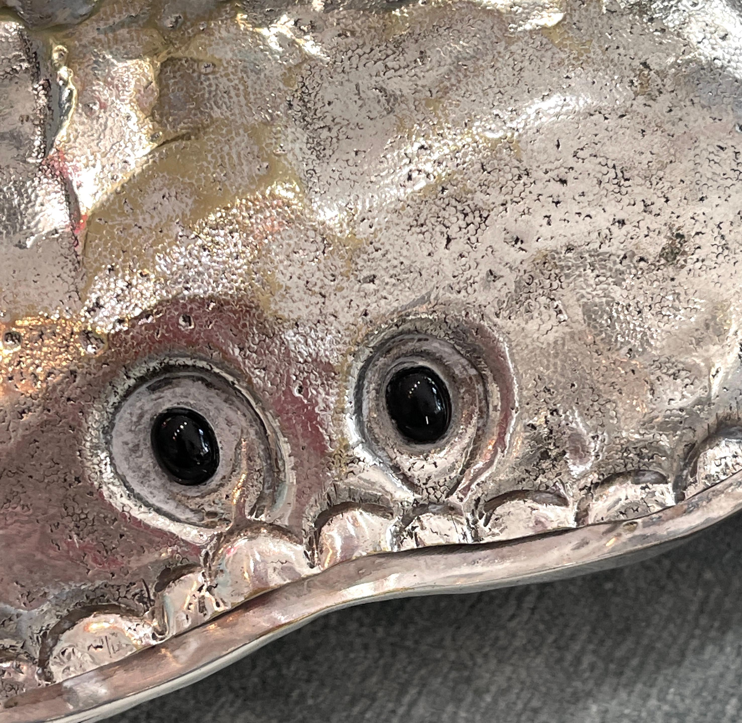 Mid-Century Modern Silver Plated King Crab Caviar Bowl, by Franco Lapini  Italy, C.1970