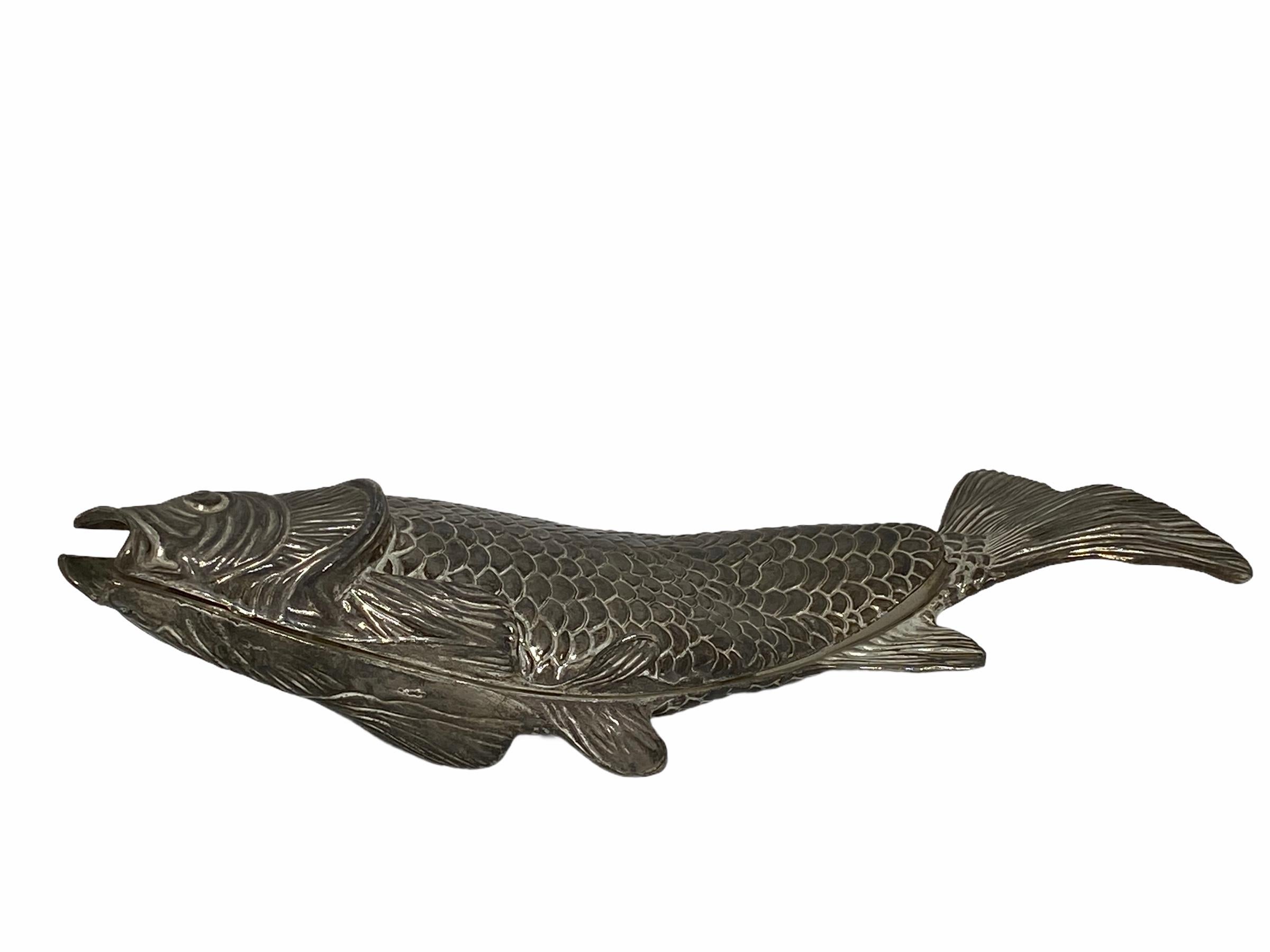 Silver Plated Koi Carp Fish Napkin Holder Stand, Germany, 1960s In Good Condition For Sale In Nuernberg, DE