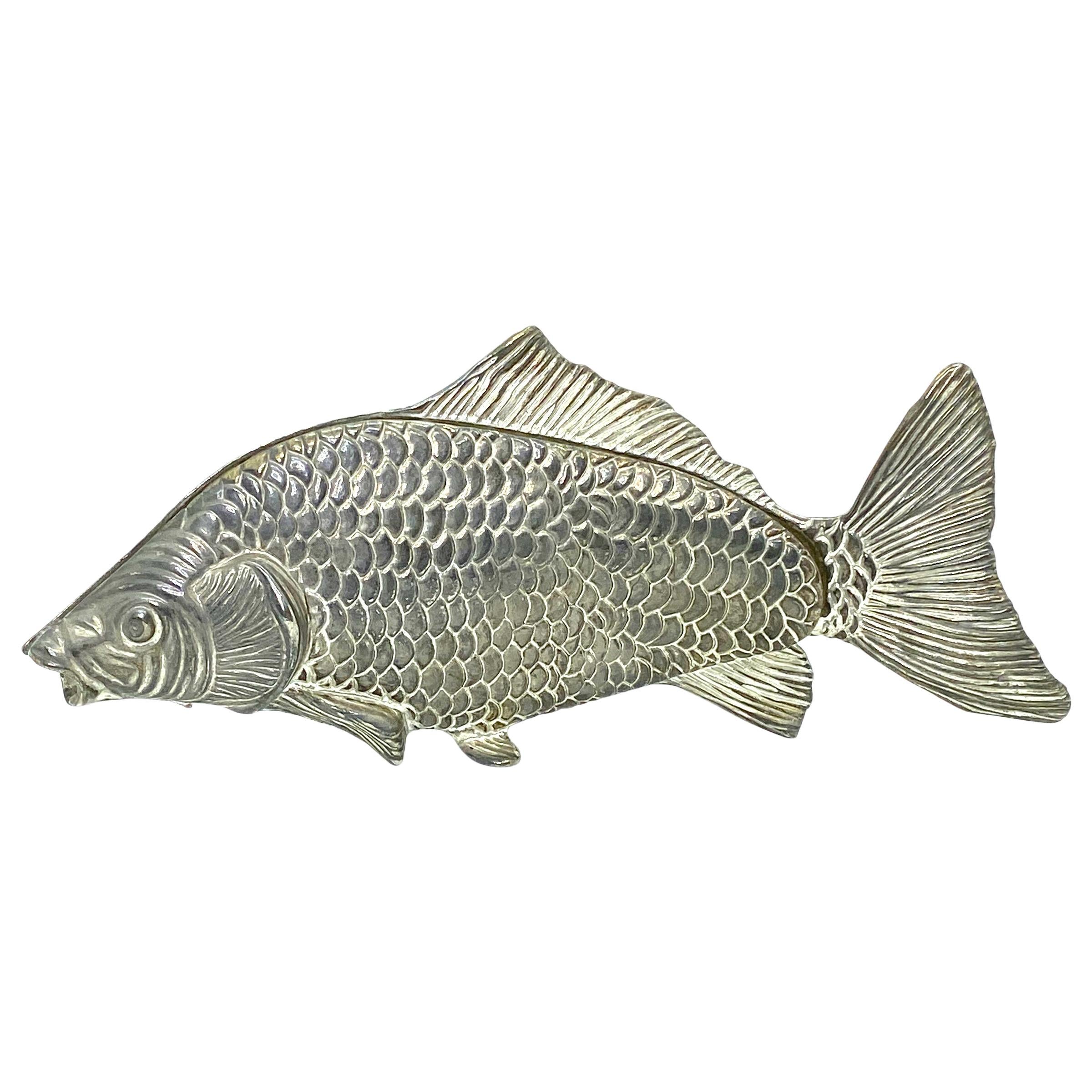 Silver Plated Koi Carp Fish Napkin Holder Stand, Germany, 1960s For Sale
