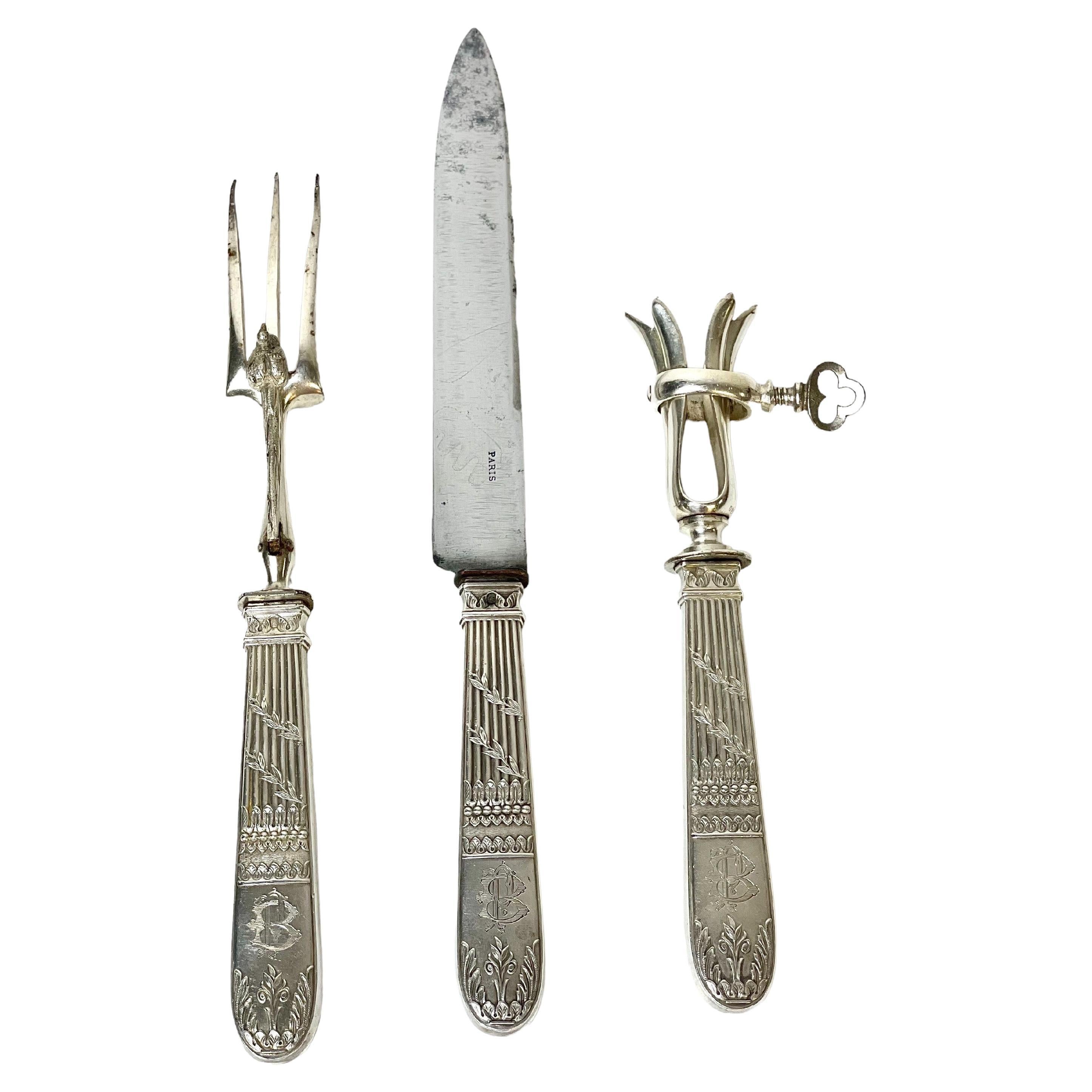 Silver-Plated Lamb Carving Set For Sale