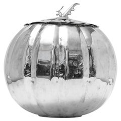 Recipiente para ponche de calabaza con tapa grande, plateado