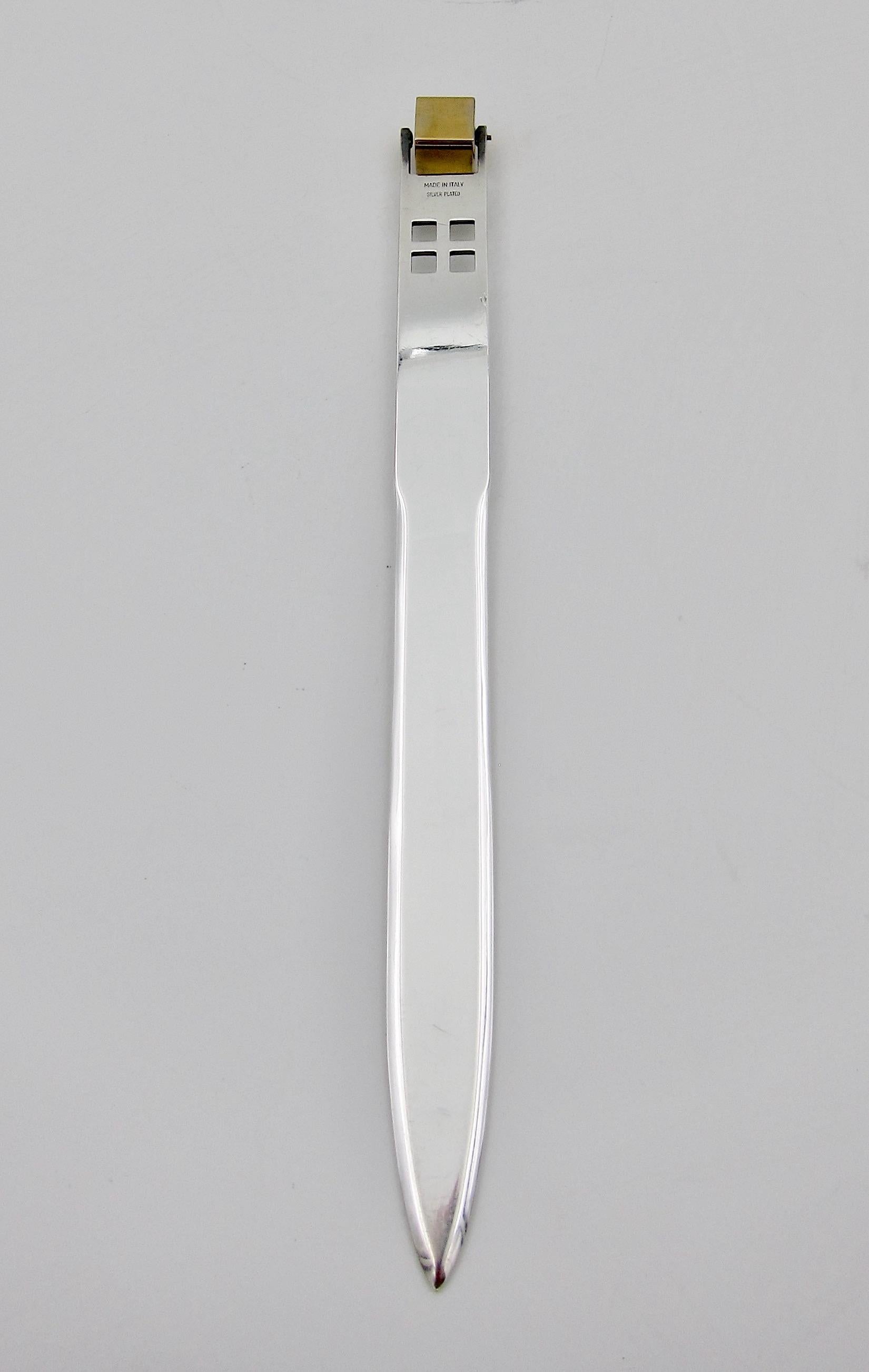 Silver Plated Letter Opener by Richard Meier for Swid Powell In Good Condition In Los Angeles, CA