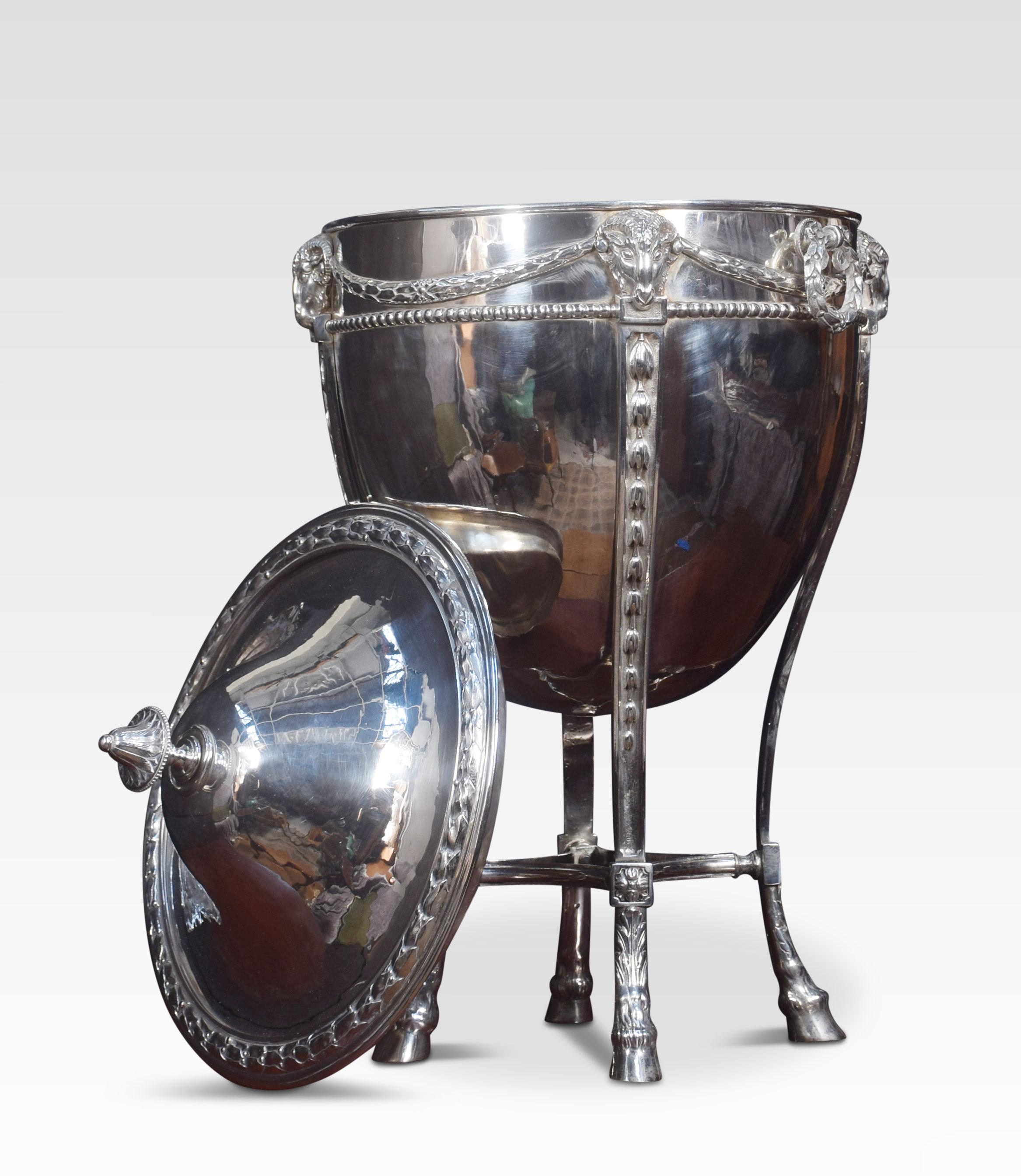 British Silver Plated Lidded Wine Cooler