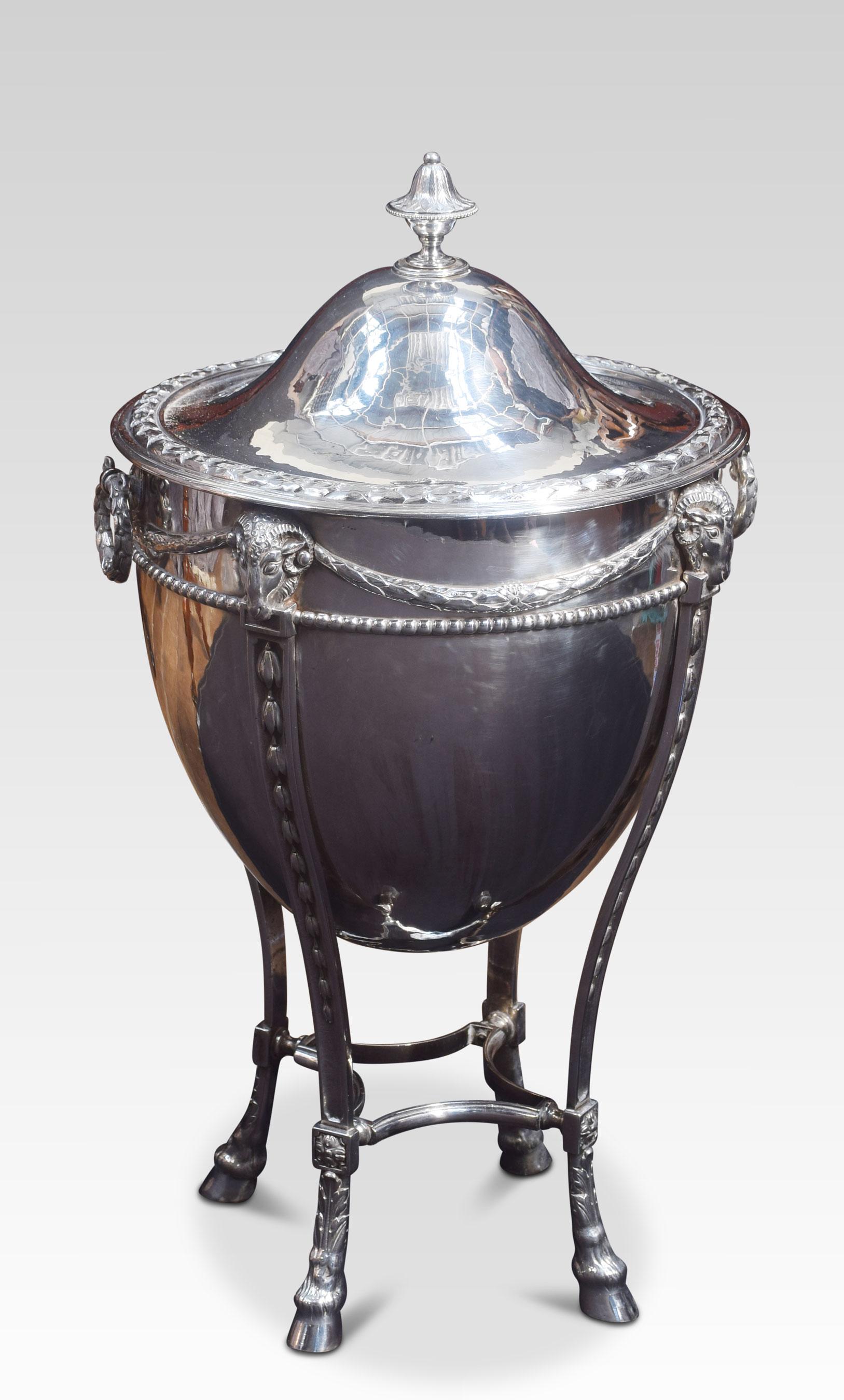 Silver Plated Lidded Wine Cooler In Good Condition In Cheshire, GB