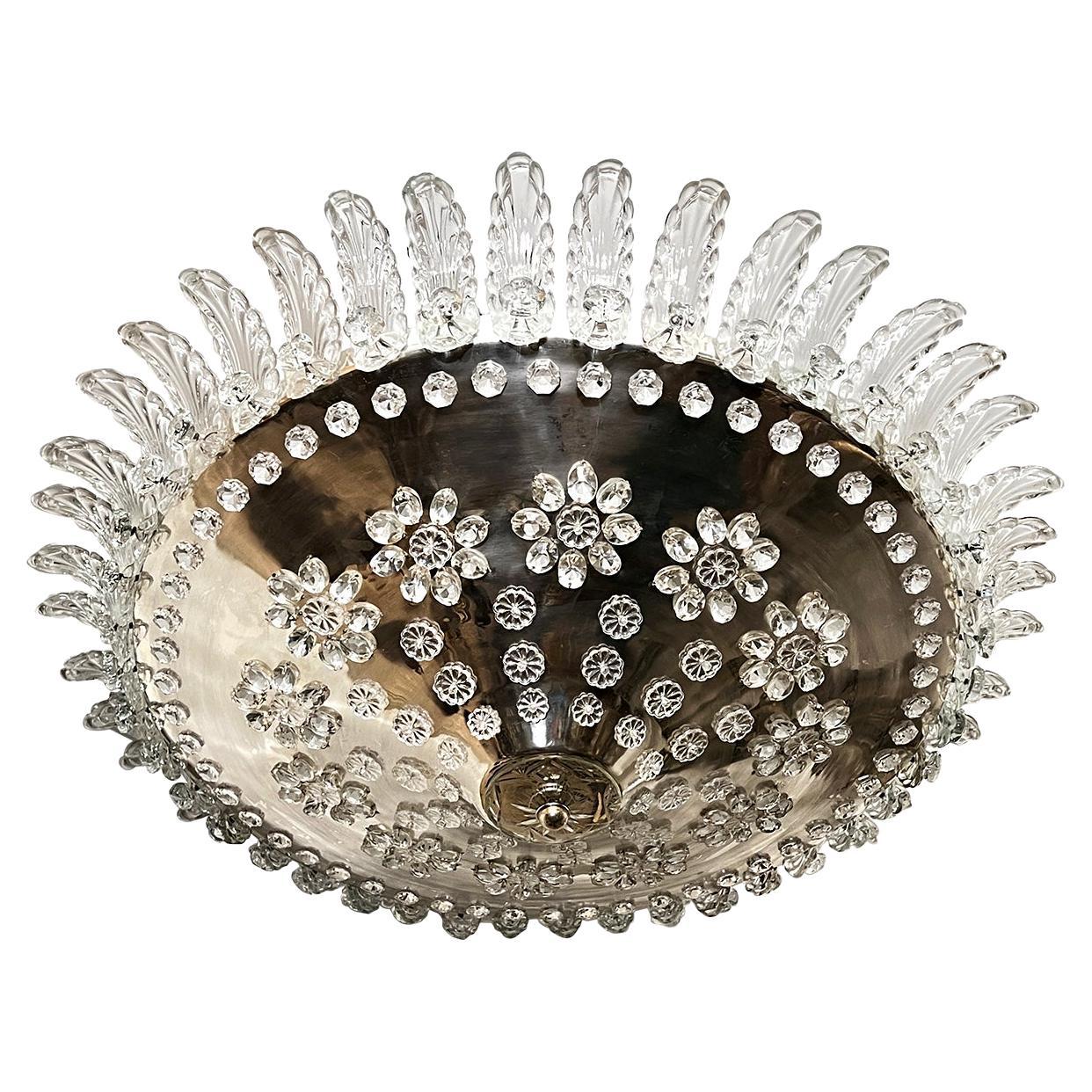 Silver Plated Light Fixture with Crystal Insets