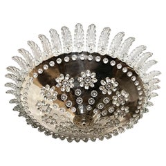 Used Silver Plated Light Fixture with Crystal Insets