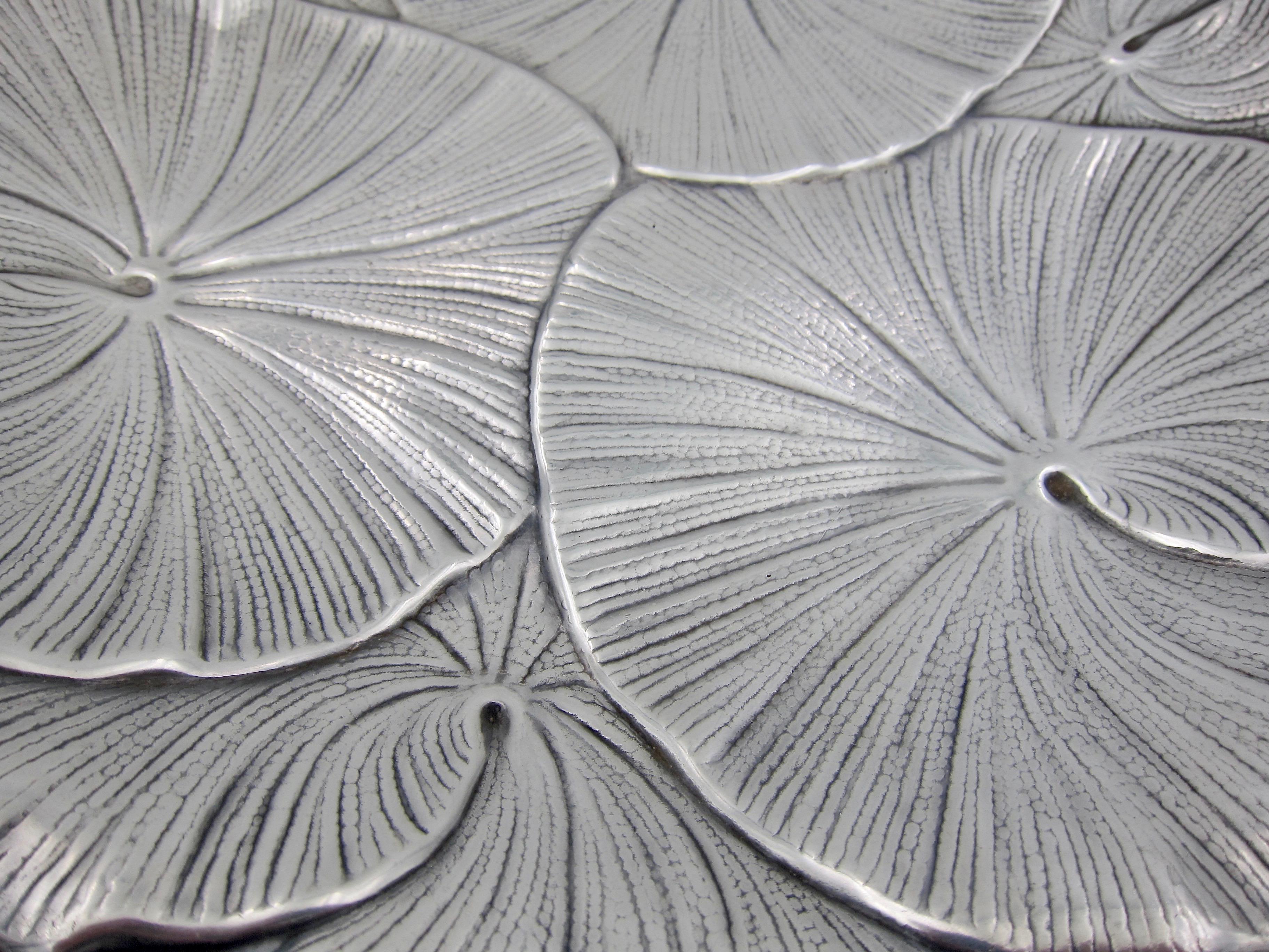 Art Nouveau Silver-Plated Lily Pad Tray with Open Handles