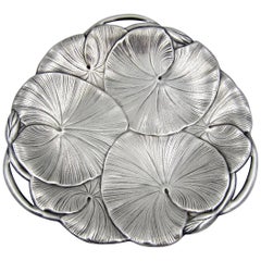Vintage Silver-Plated Lily Pad Tray with Open Handles