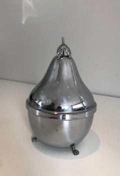 Silver Plated Liquor Cellar with Smoked Glass Glasses and Carafe, French Work