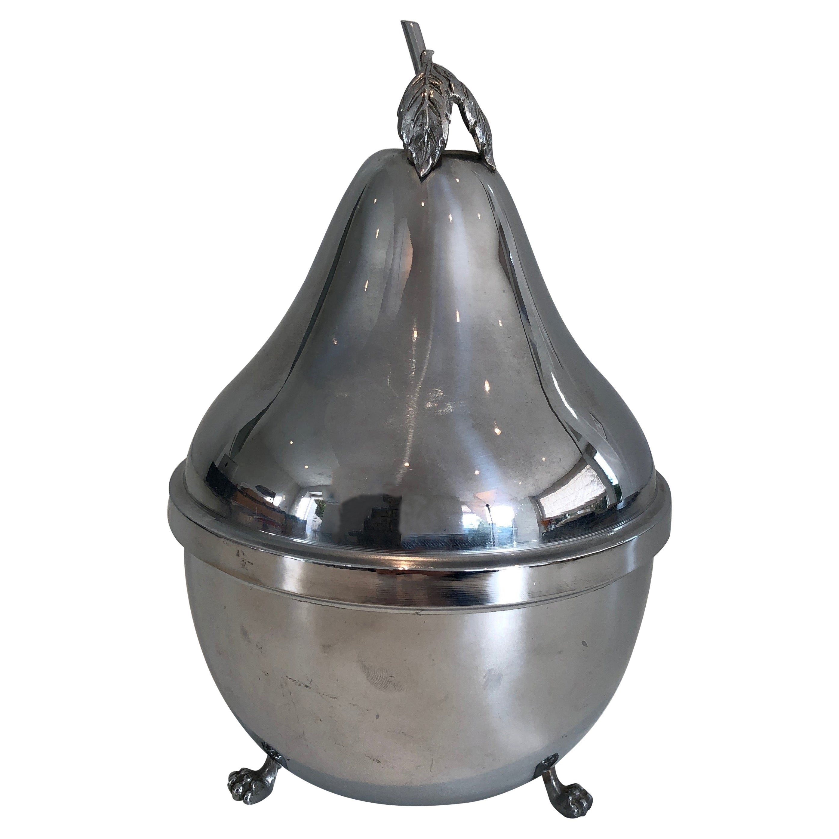 Cellar à liqueur avec verres et carafe en métal argenté en vente