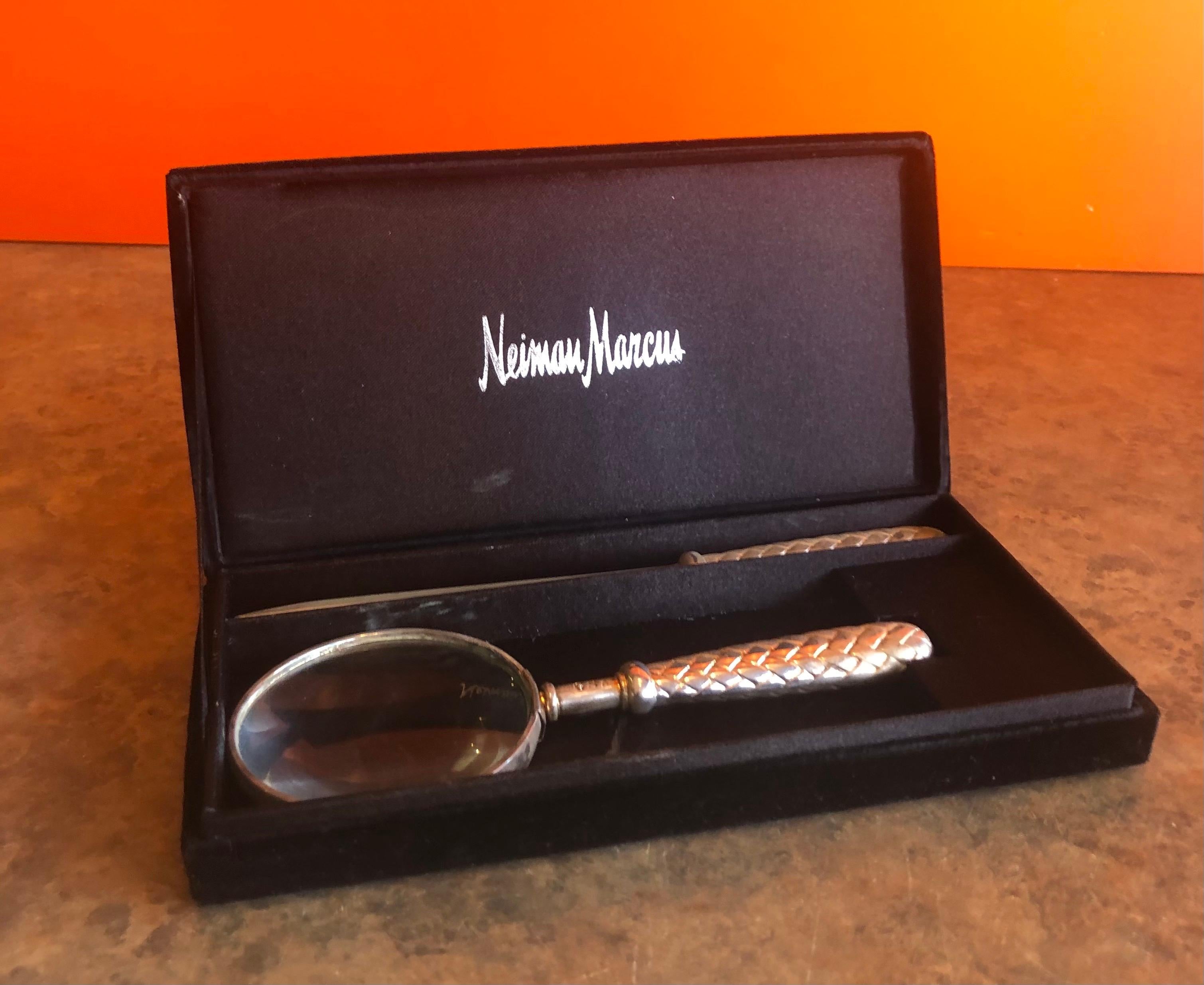 Silver Plated Magnifying Glass and Letter Opener Set by GSA for Neiman Marcus 5