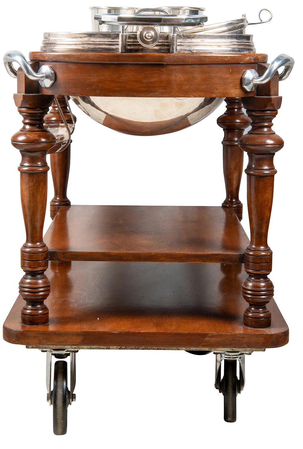 Silver Plated, Mahogany Carving Trolley, from 'the Dorchester' Hotel 2