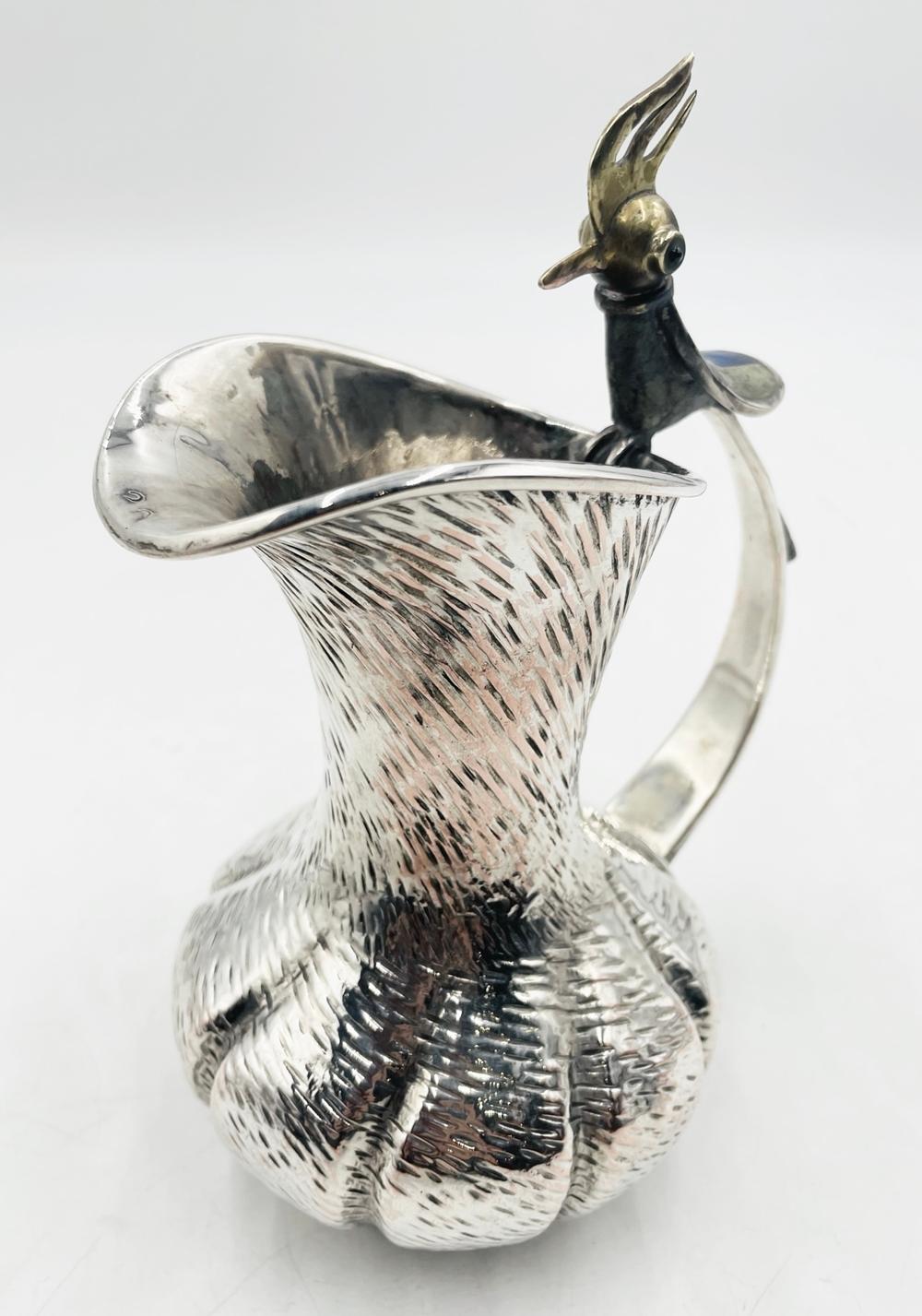 Hand-Crafted Silver Plated, Malachite & Lapis Lazuli Pitcher by Los Castillo, Mexico 1970's For Sale