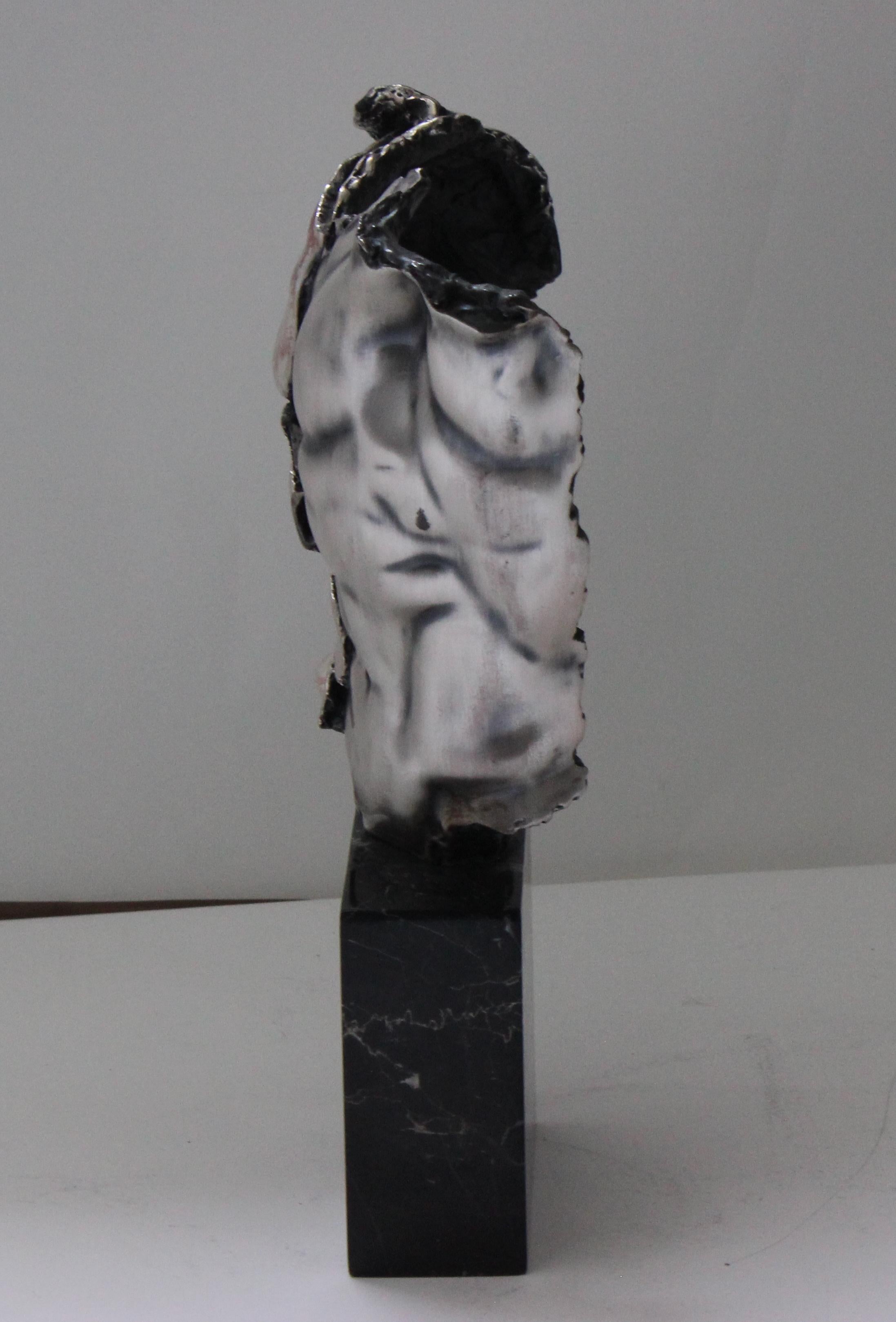 Hand-Crafted Silver Plated Male Torso Sculpture by Zanfelds For Sale