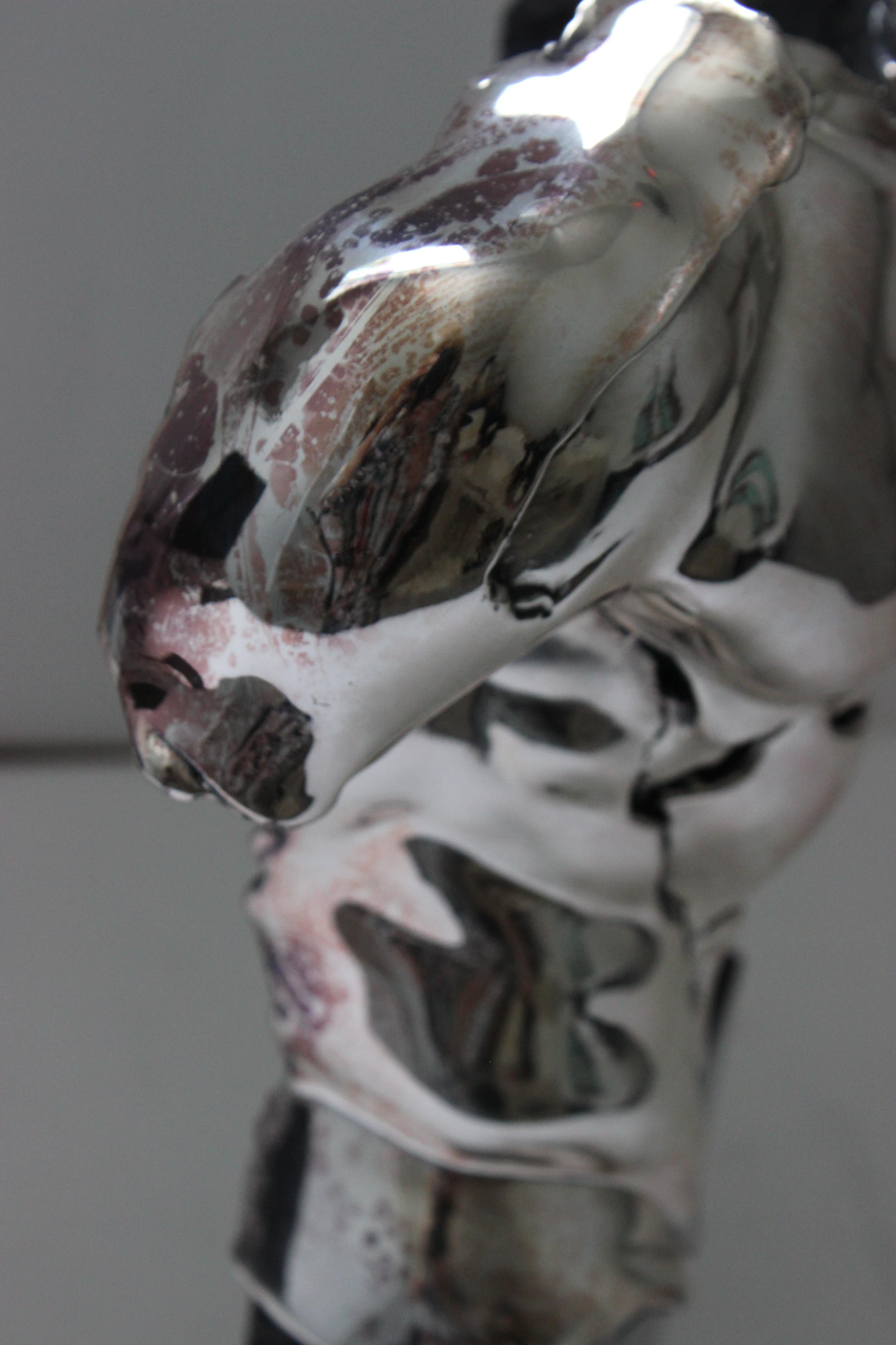 Sculpture de torse masculin en métal argenté de Zanfelds en vente 1