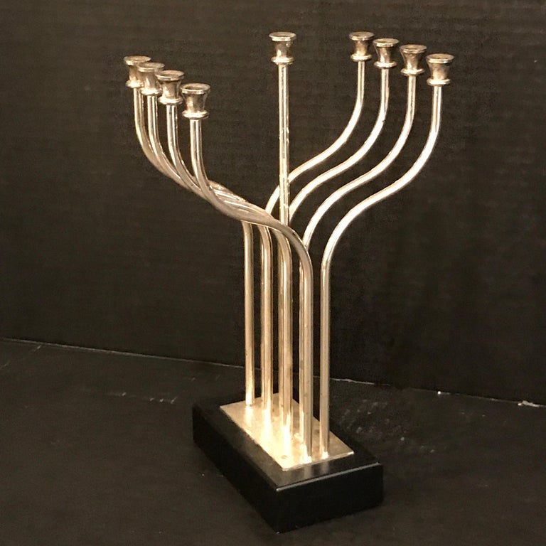 Silver Plated Menorah in the Style of Yaacov Agam For Sale at 1stdibs